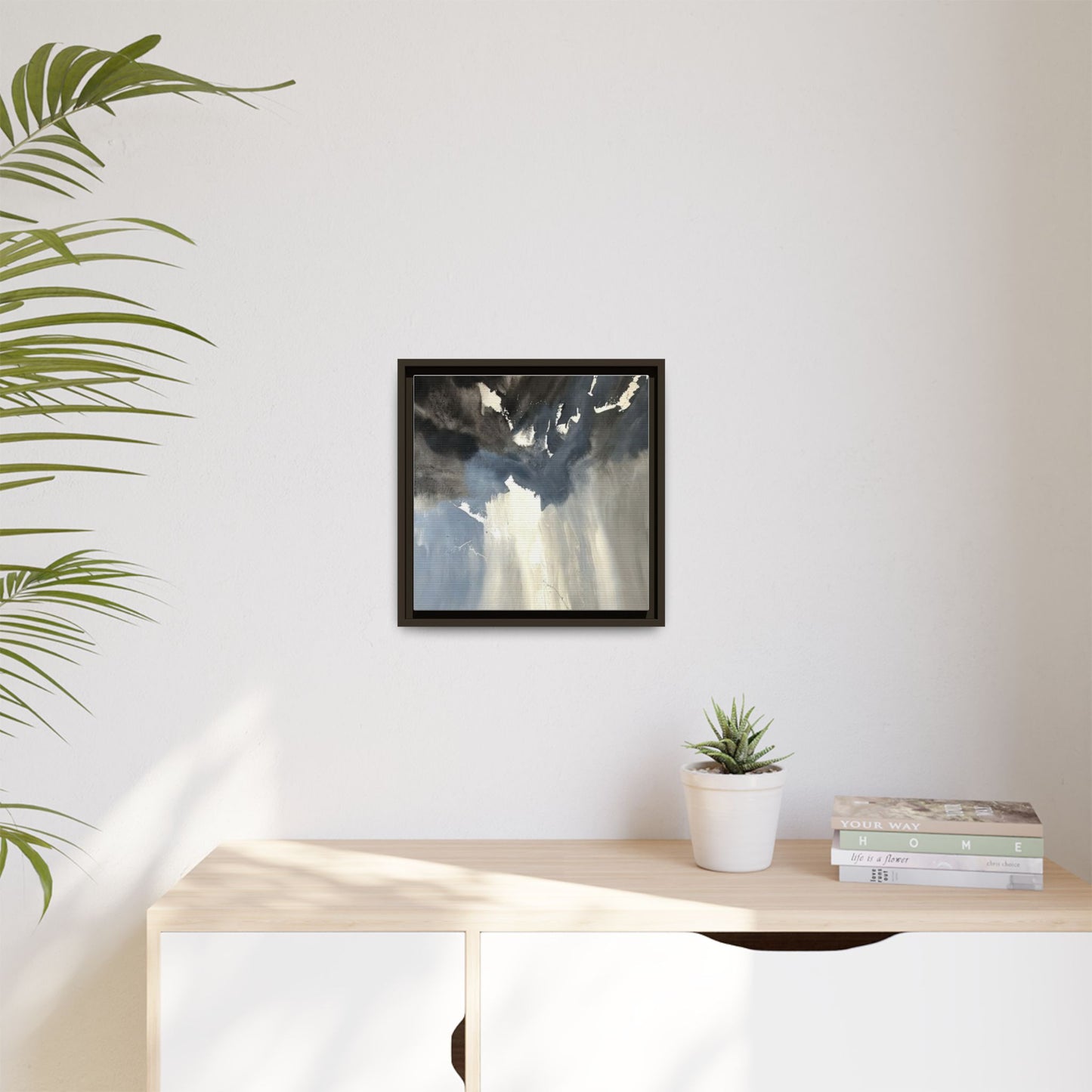 Framed Matte Canvas Art — Moody Abstract Sky Painting