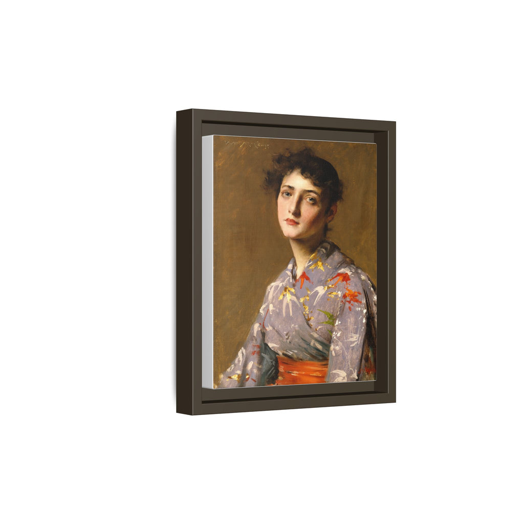 Girl in a Japanese Costume by William Merritt Chase Framed Matte Canvas Wall Art Print
