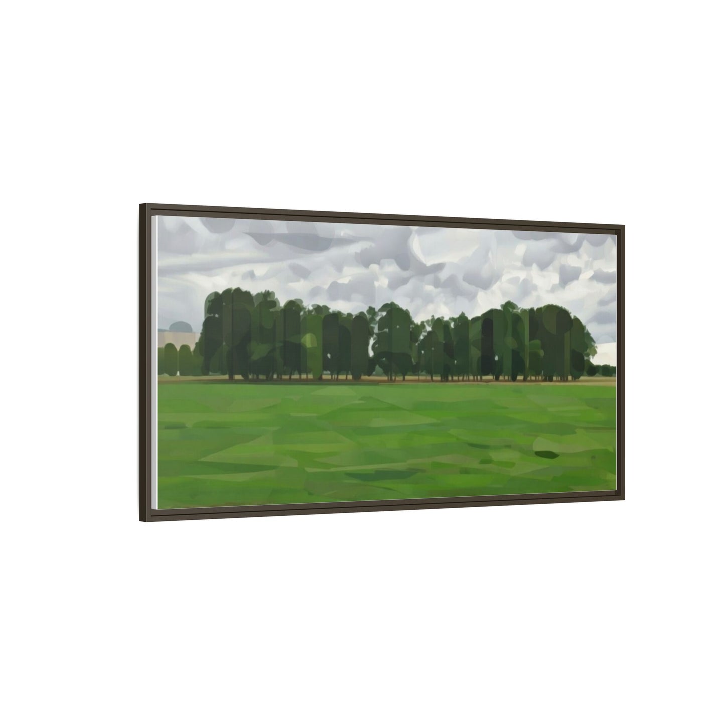 Framed Matte Canvas Print — Minimalist Green Landscape Art