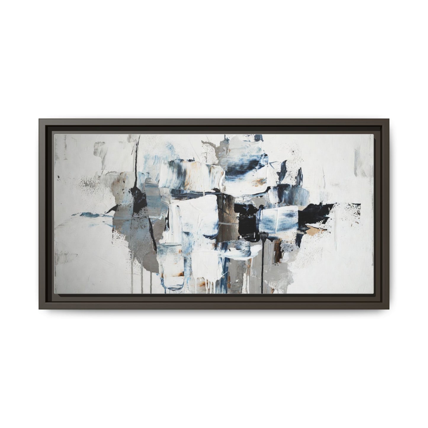 Framed Abstract Canvas Art — Blue Neutral Modern Wall Print