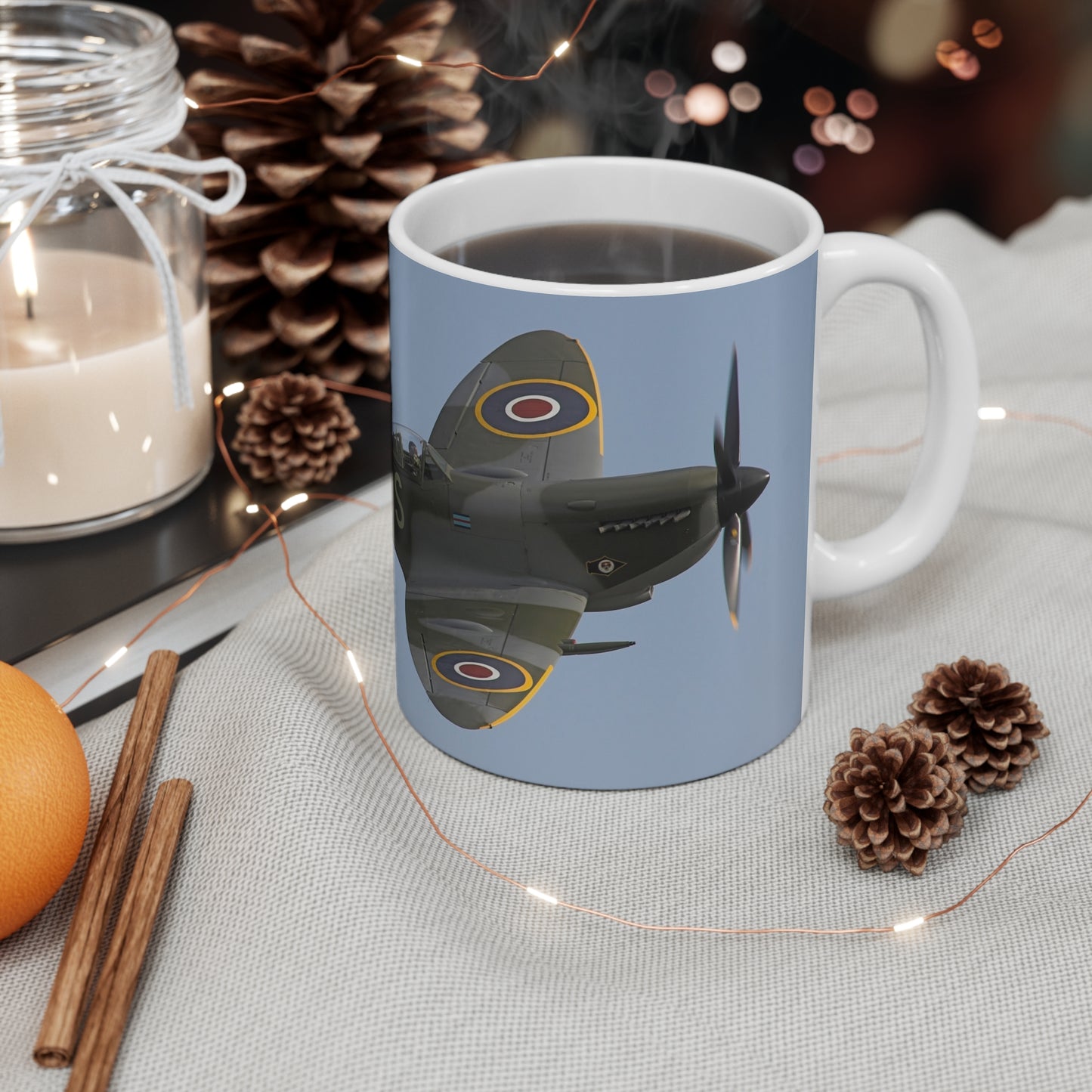 Spitfire Fighter Plane 11oz Mug — WWII RAF Aircraft Coffee Cup