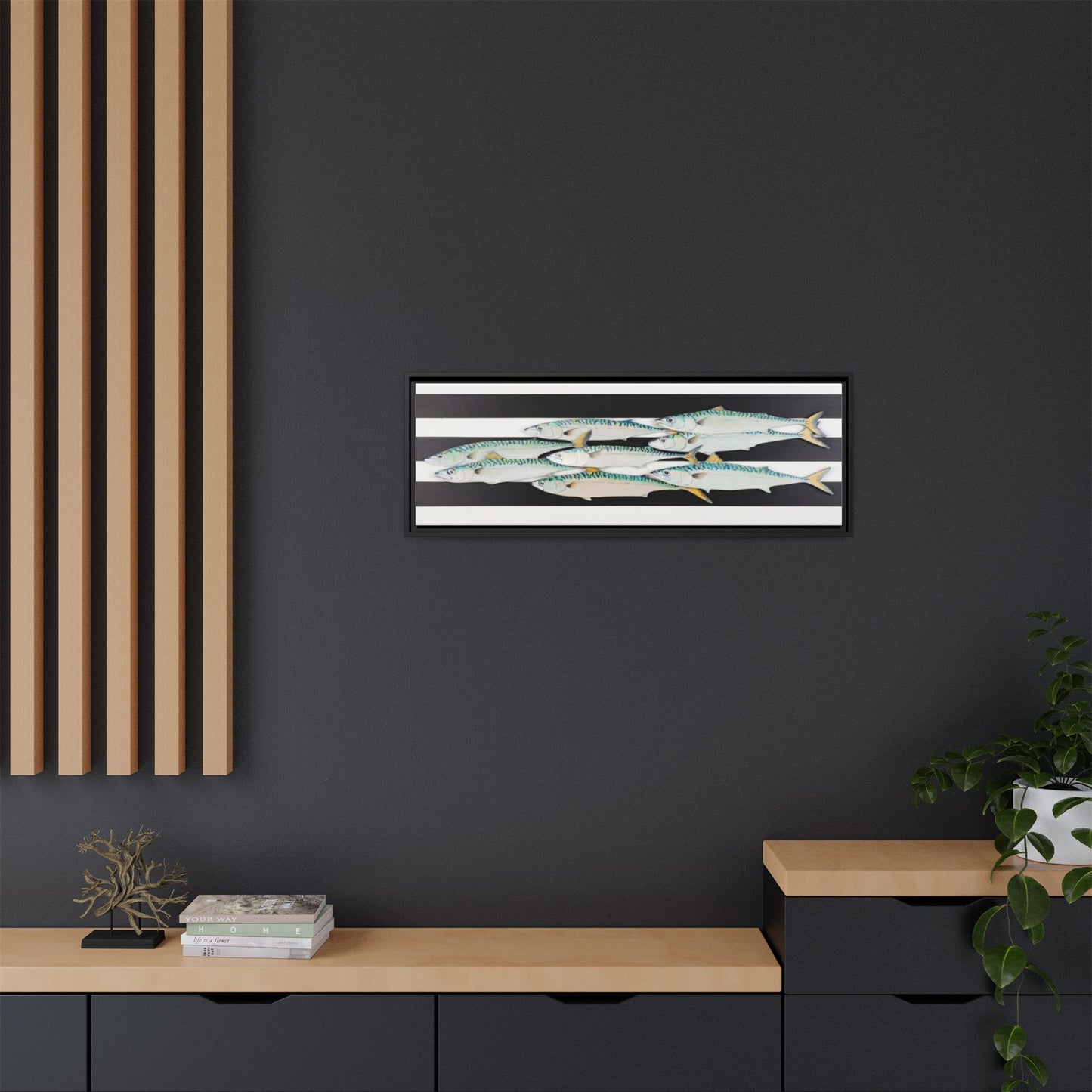 Striped Mackerel Canvas Print — Framed Matte Fish Wall Art