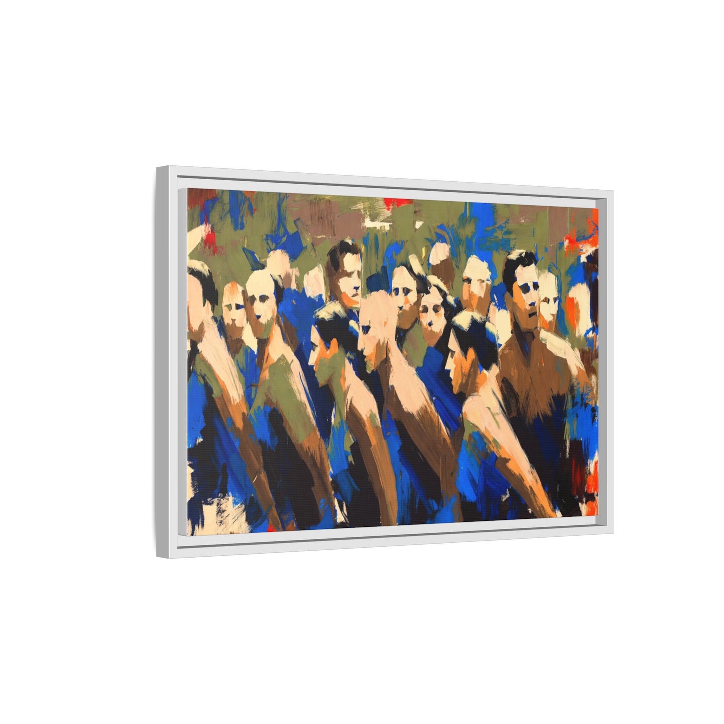 Abstract Crowd Matte Canvas Print — Framed Multi-Color Wall Art
