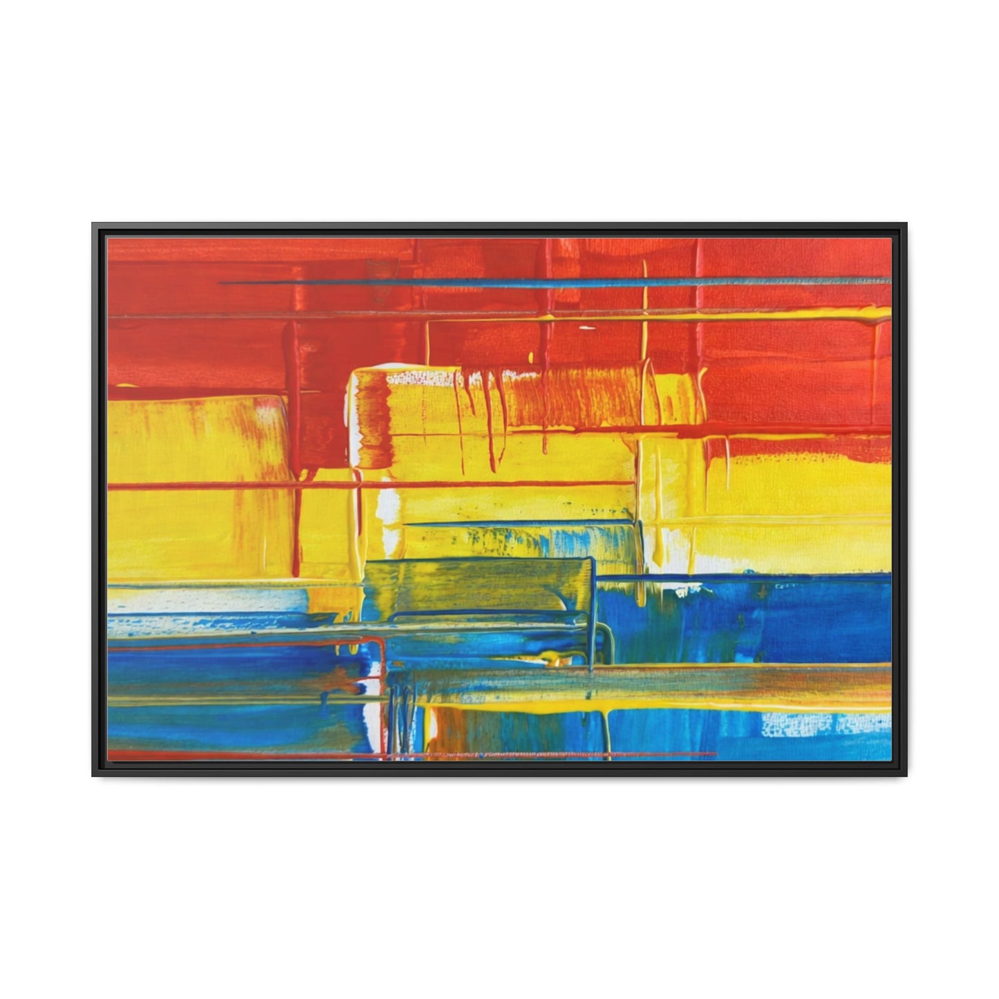 Abstract Multi-Color Framed Canvas Art — Modern Geometric Wall Decor