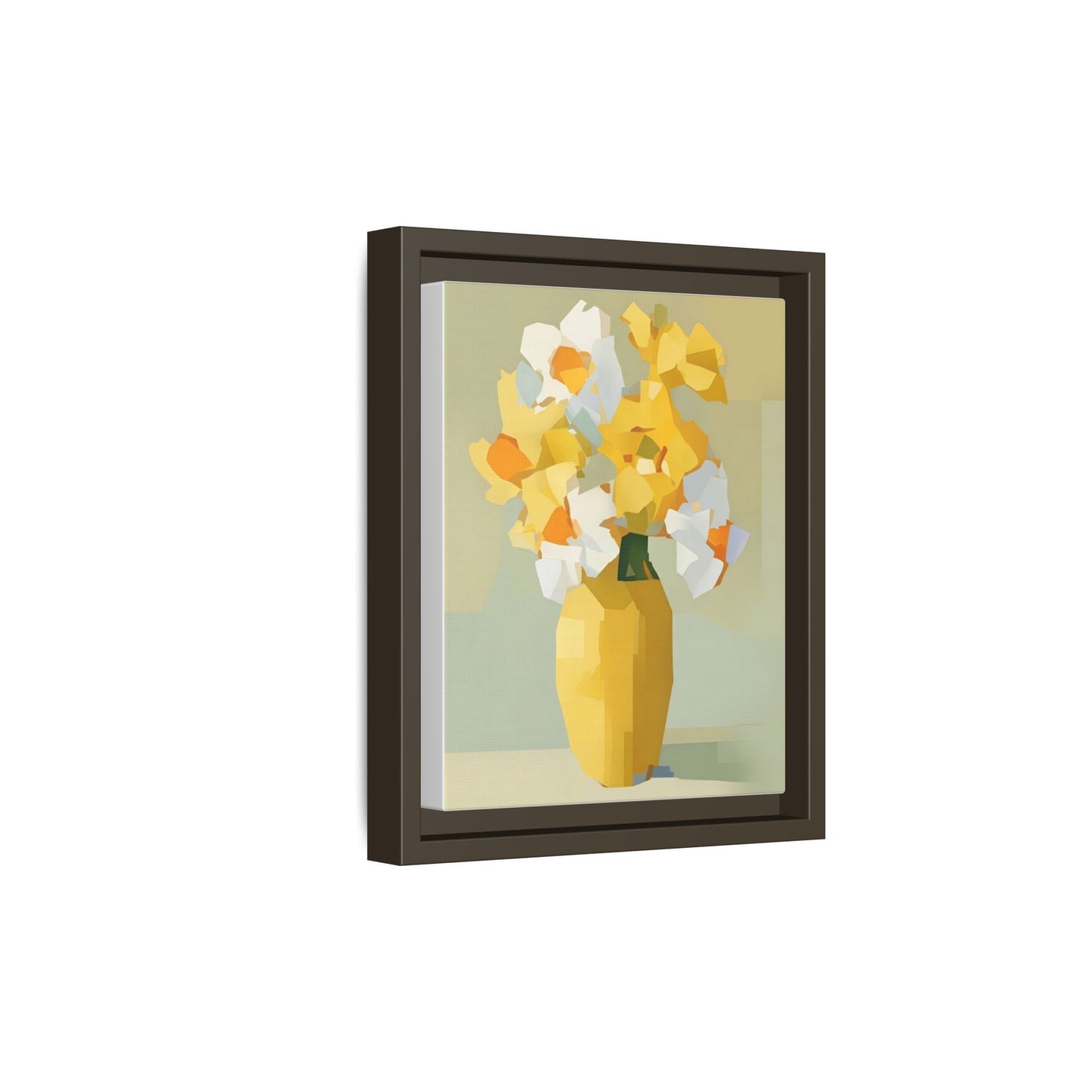 Framed Floral Canvas Print — Yellow Vase Bouquet Wall Art