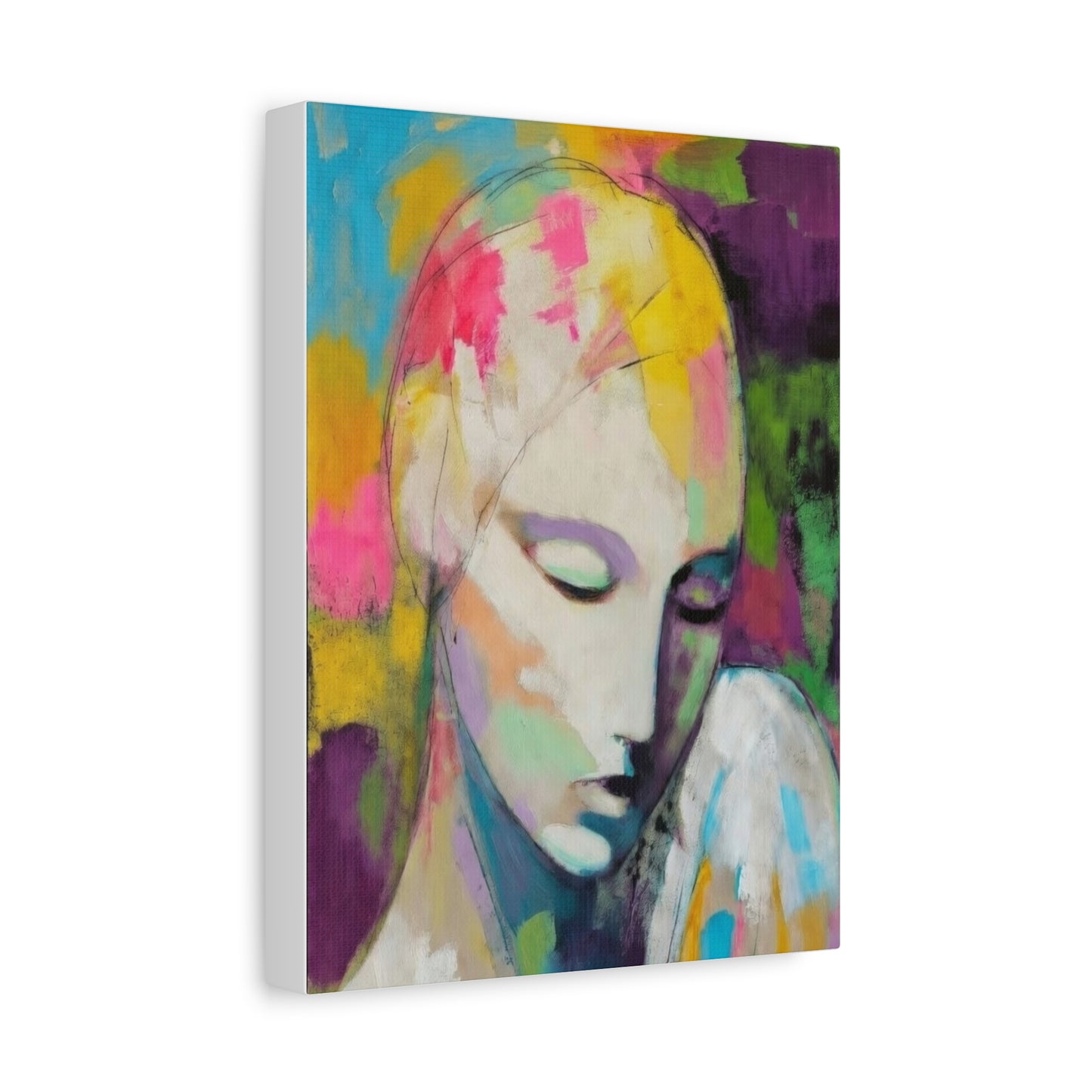 Abstract Angel Portrait Canvas - Colorful Modern Wall Art