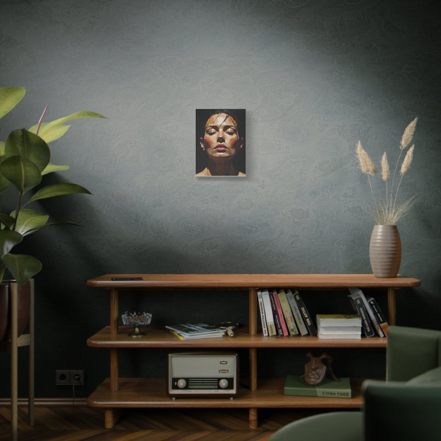 Contemporary Portrait Canvas Print — Meditative Woman Matte Stretched Wall Art
