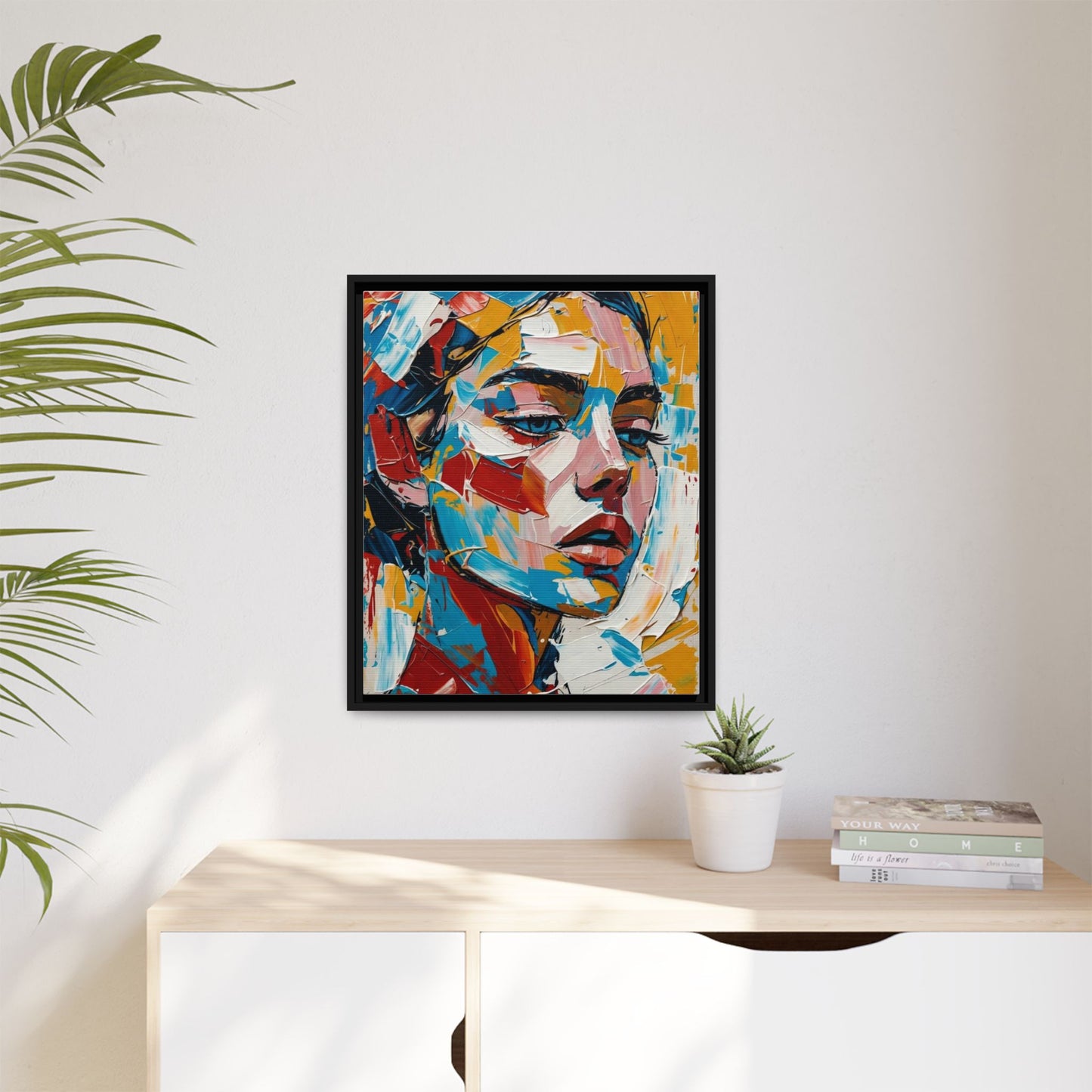 Colorful Abstract Portrait Framed Canvas Print