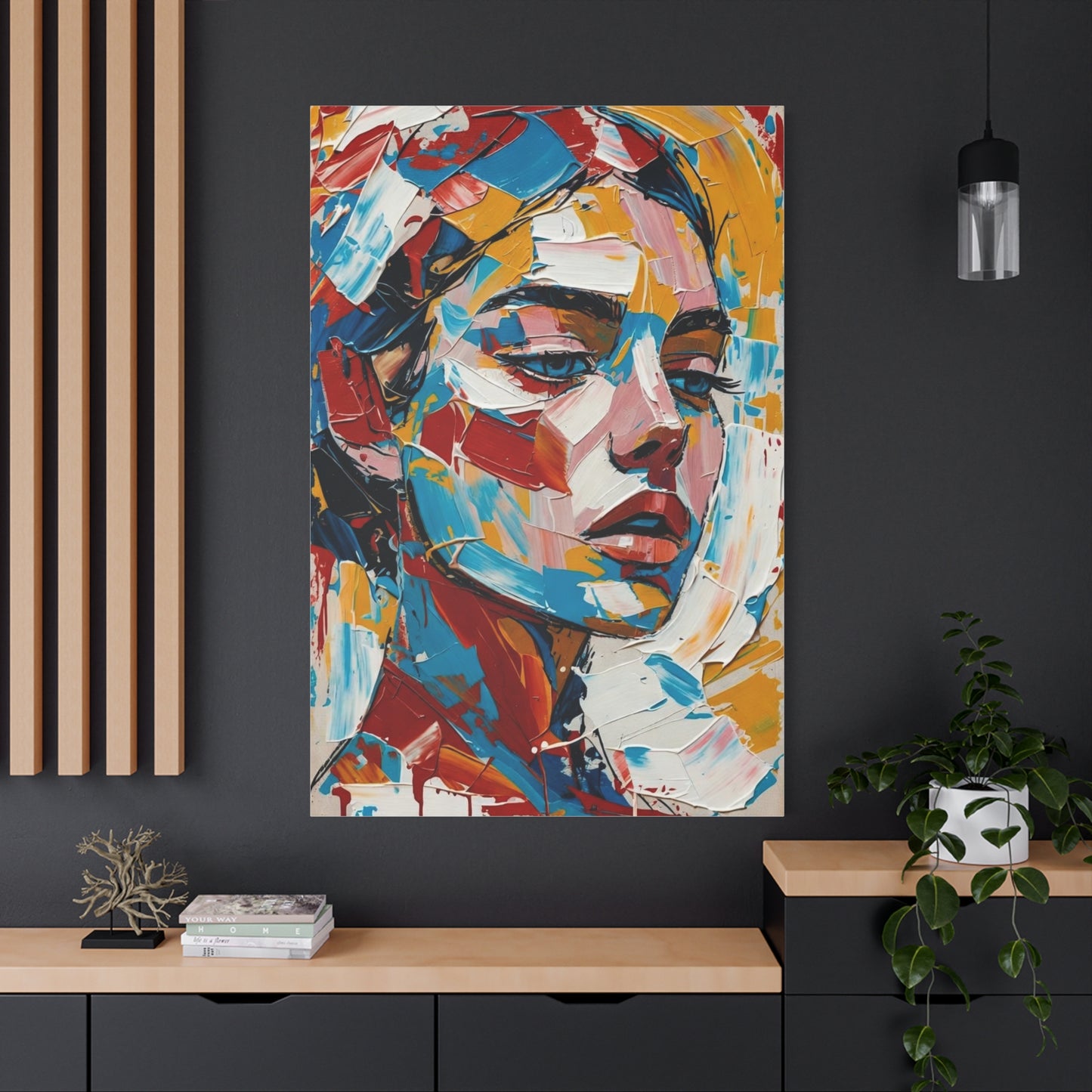 Abstract Colorful Portrait Matte Canvas Print — Modern Stretched Wall Art