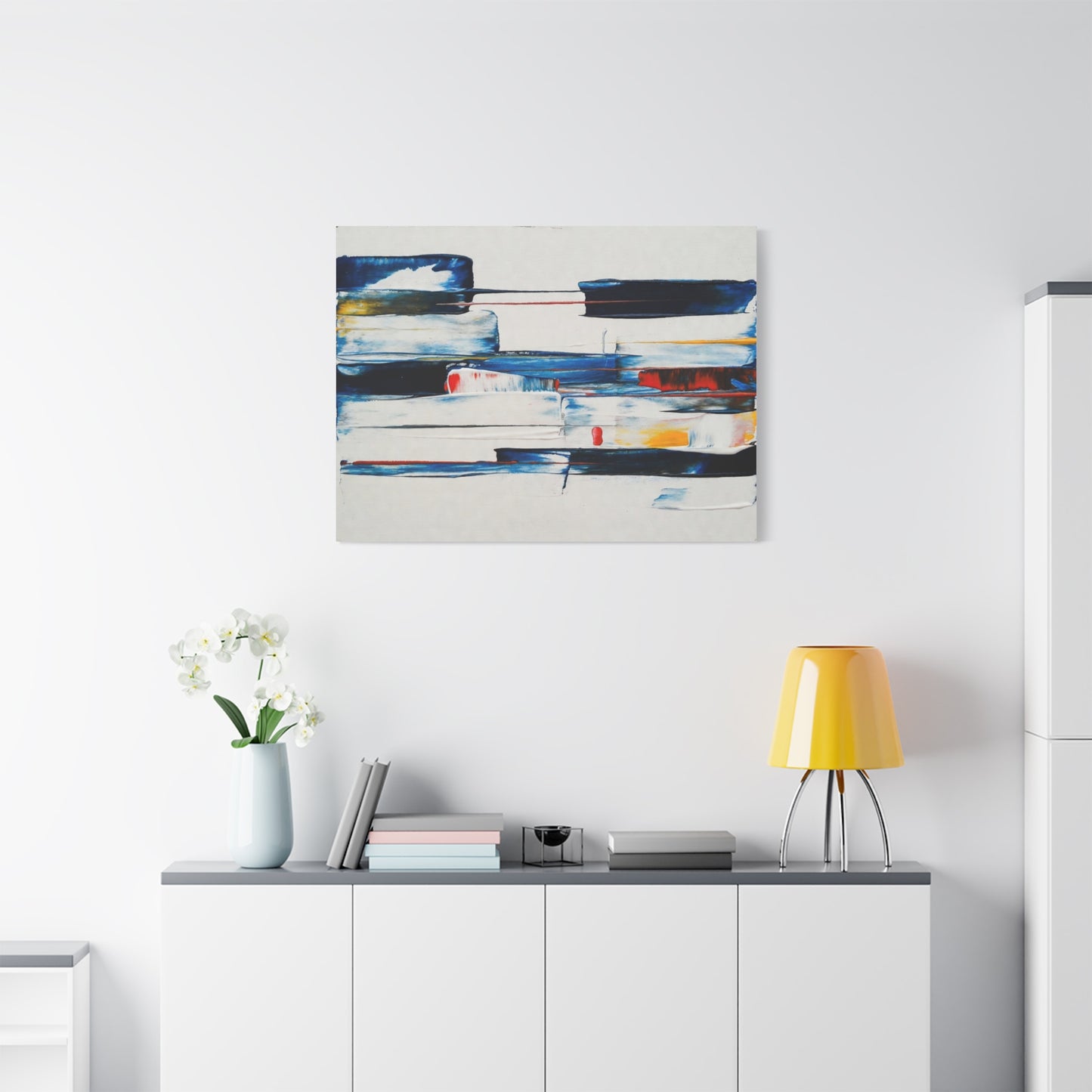 Abstract Blue Brushstroke Canvas Wall Art — Modern Stretched Matte Canvas