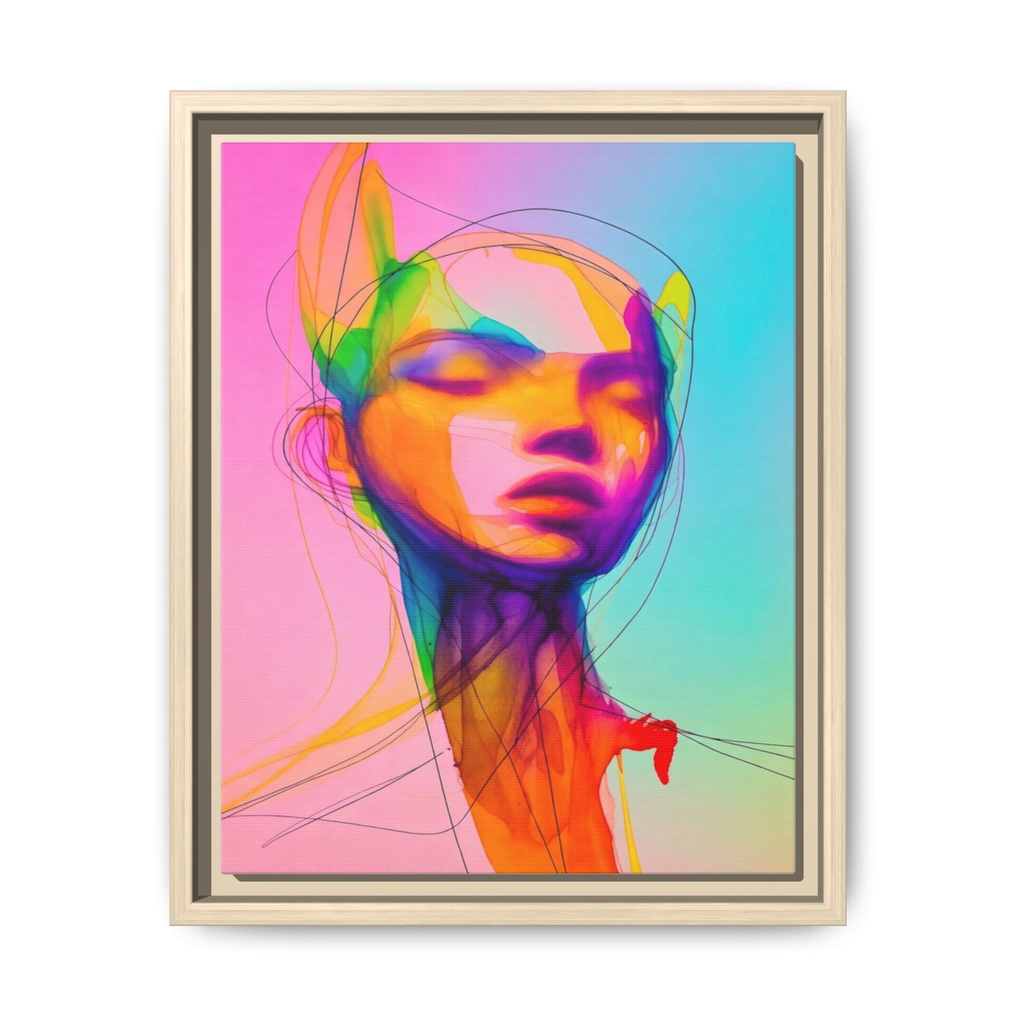 Framed Matte Canvas Art — Vibrant Abstract Portrait Wall Print