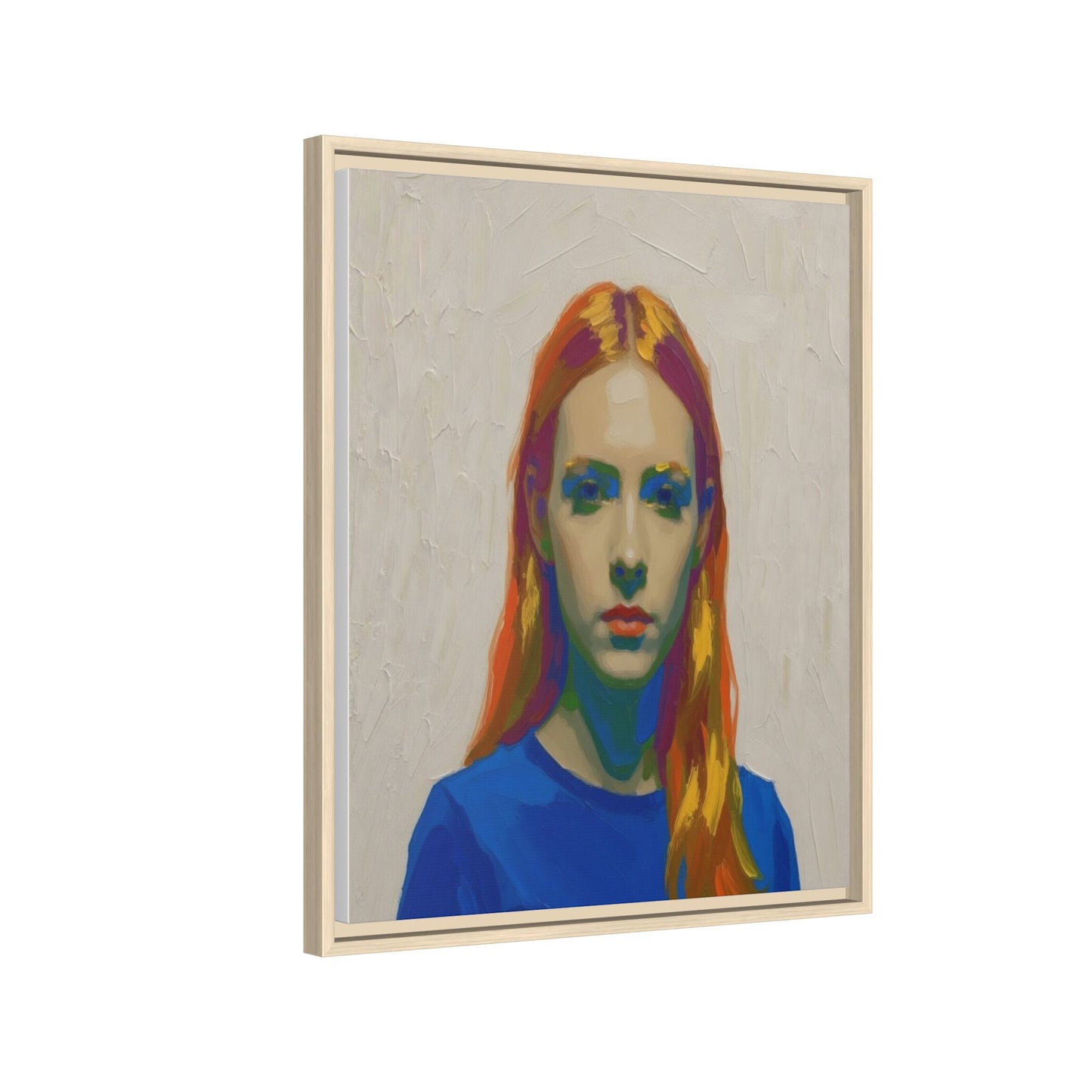 Framed Matte Canvas Portrait — Vibrant Multi‑Color Girl Art Print