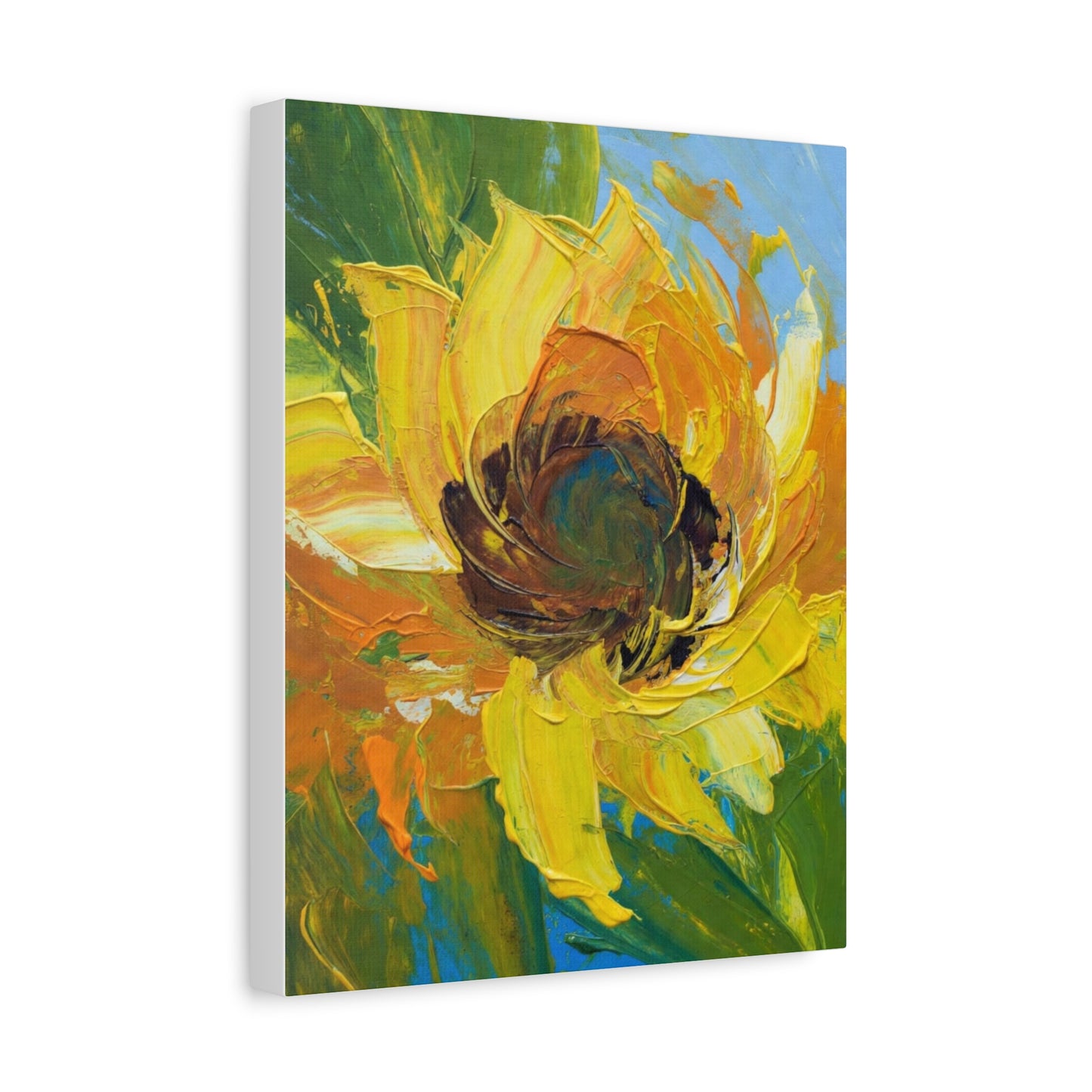 Sunflower Abstract Matte Canvas Wall Art — Bright Floral Painting on Stretched Canvas