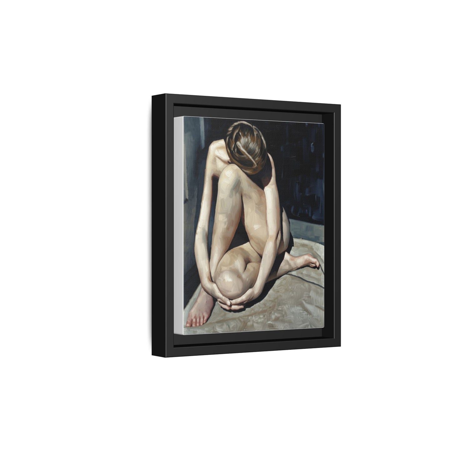 Framed Matte Canvas Print Contemplative Nude Figure Art