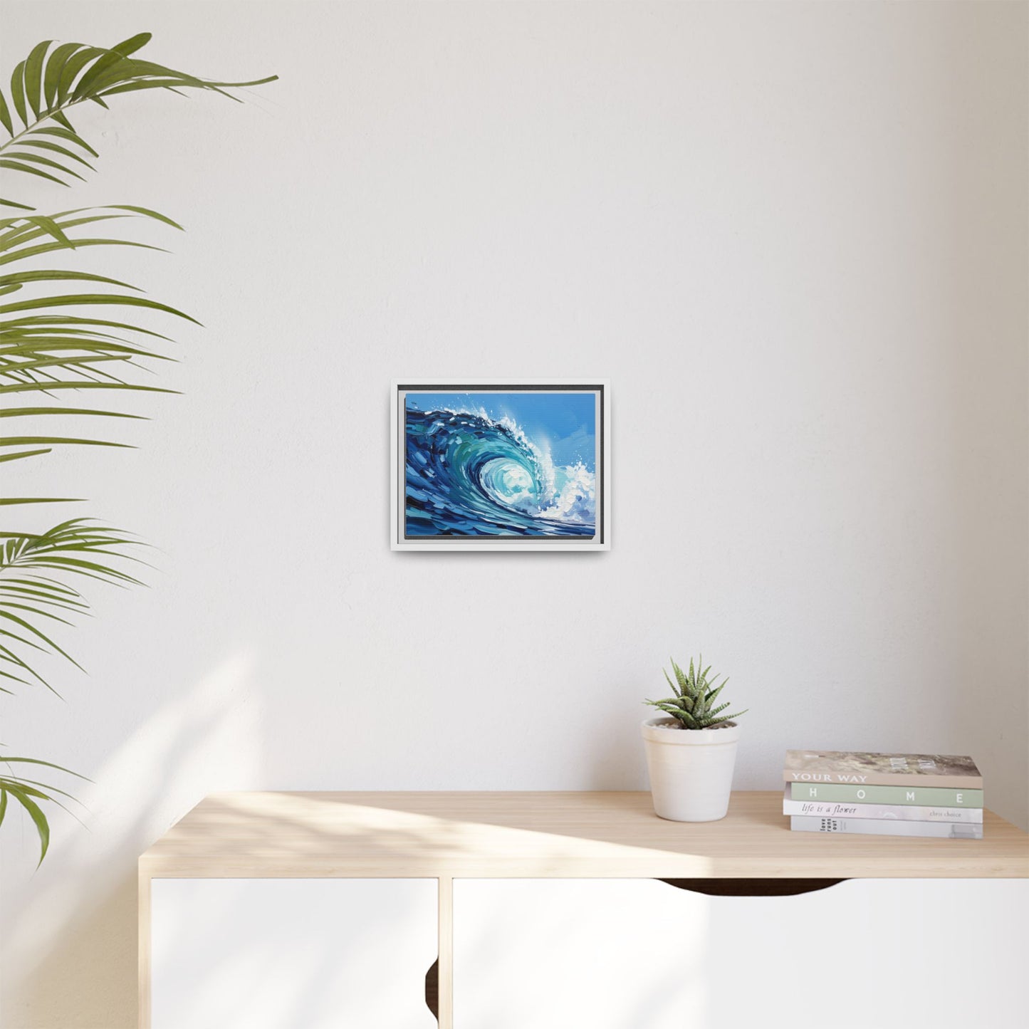 Framed Matte Canvas Wave Art — Blue Ocean Surf Wall Decor