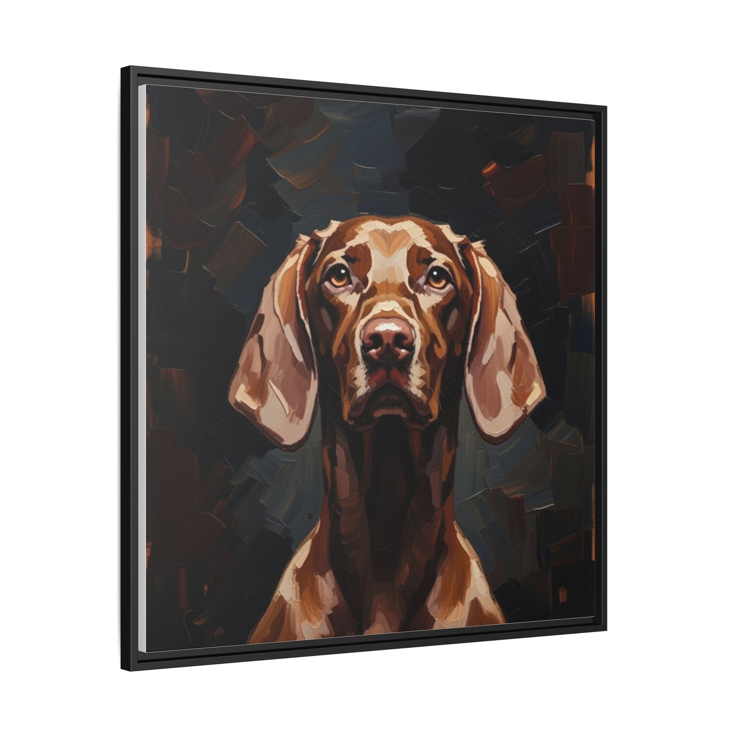Framed Matte Canvas Dog Portrait – Brown Vizsla Wall Art