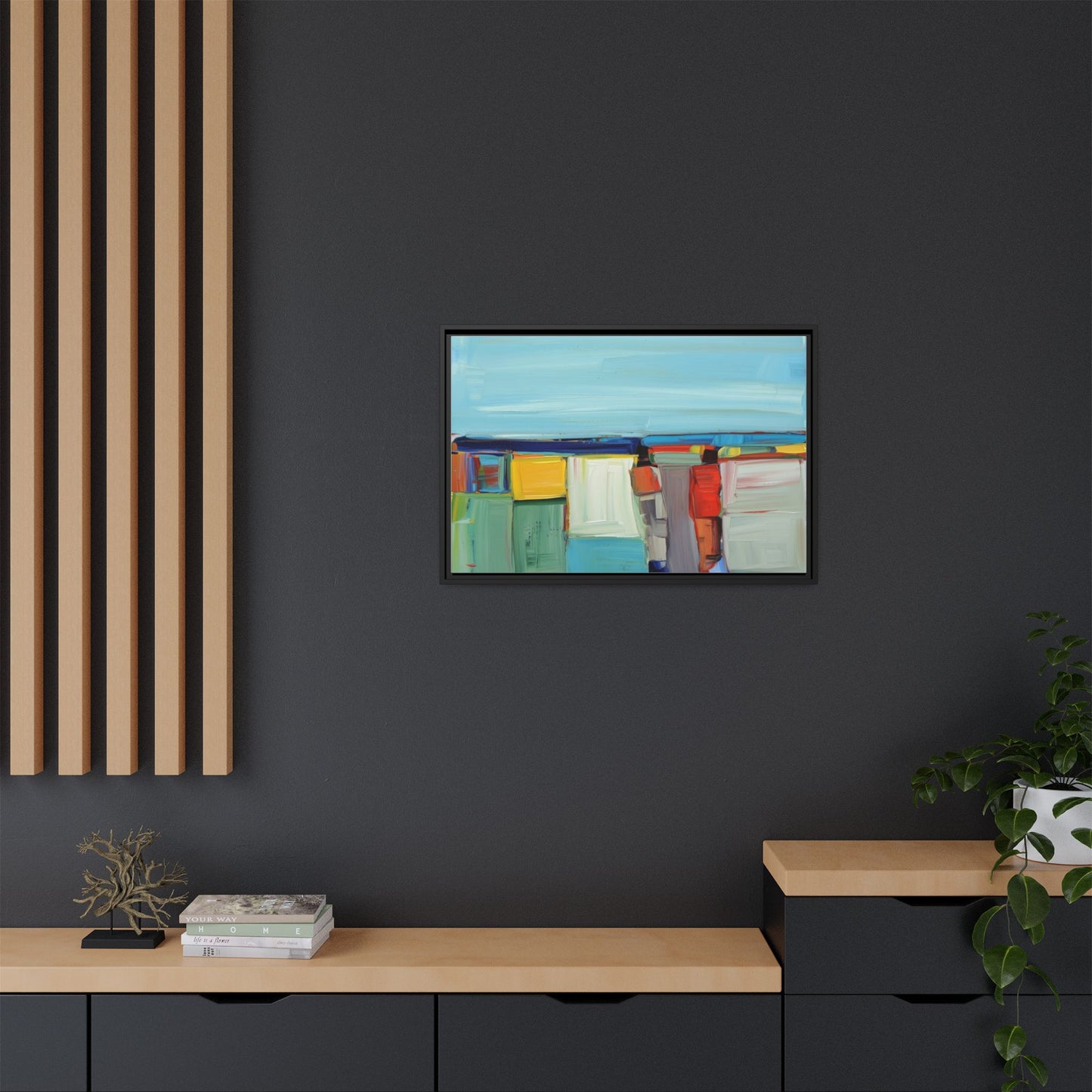 Abstract Coastal Blocks Matte Canvas Print (Framed)
