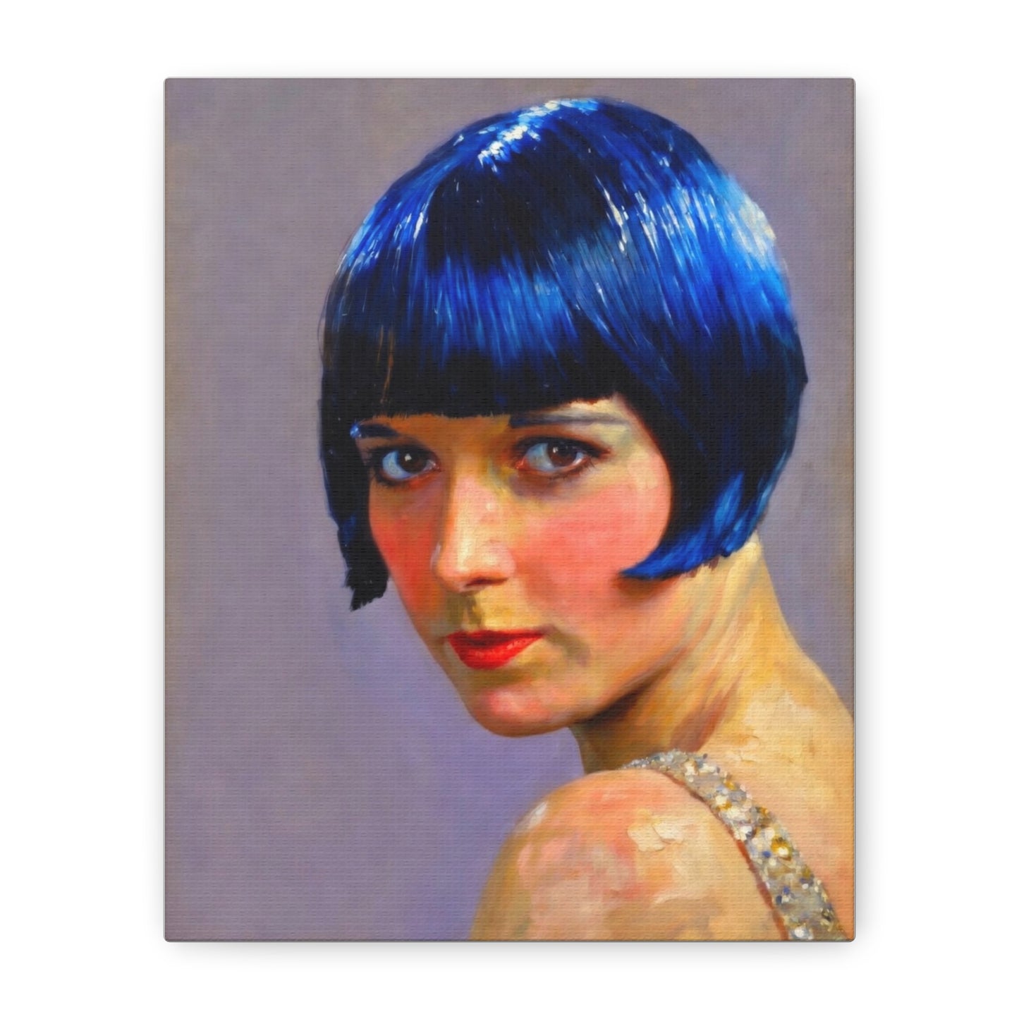 Blue Bob Portrait Matte Canvas Print - Stretched Wall Art