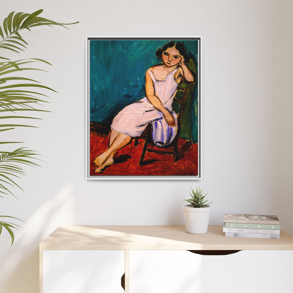 Jeune Fille assise by Henri Matisse Framed Matte Canvas Wall Art