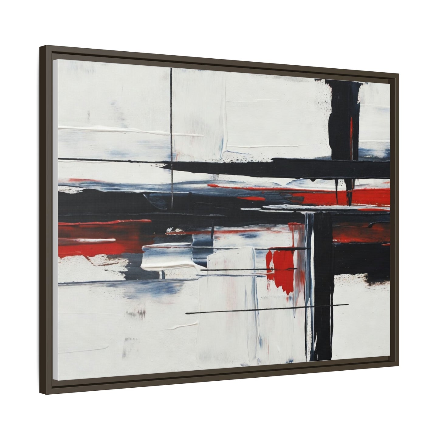 Abstract Red & Black Framed Canvas Art — Modern Matte Wall Painting