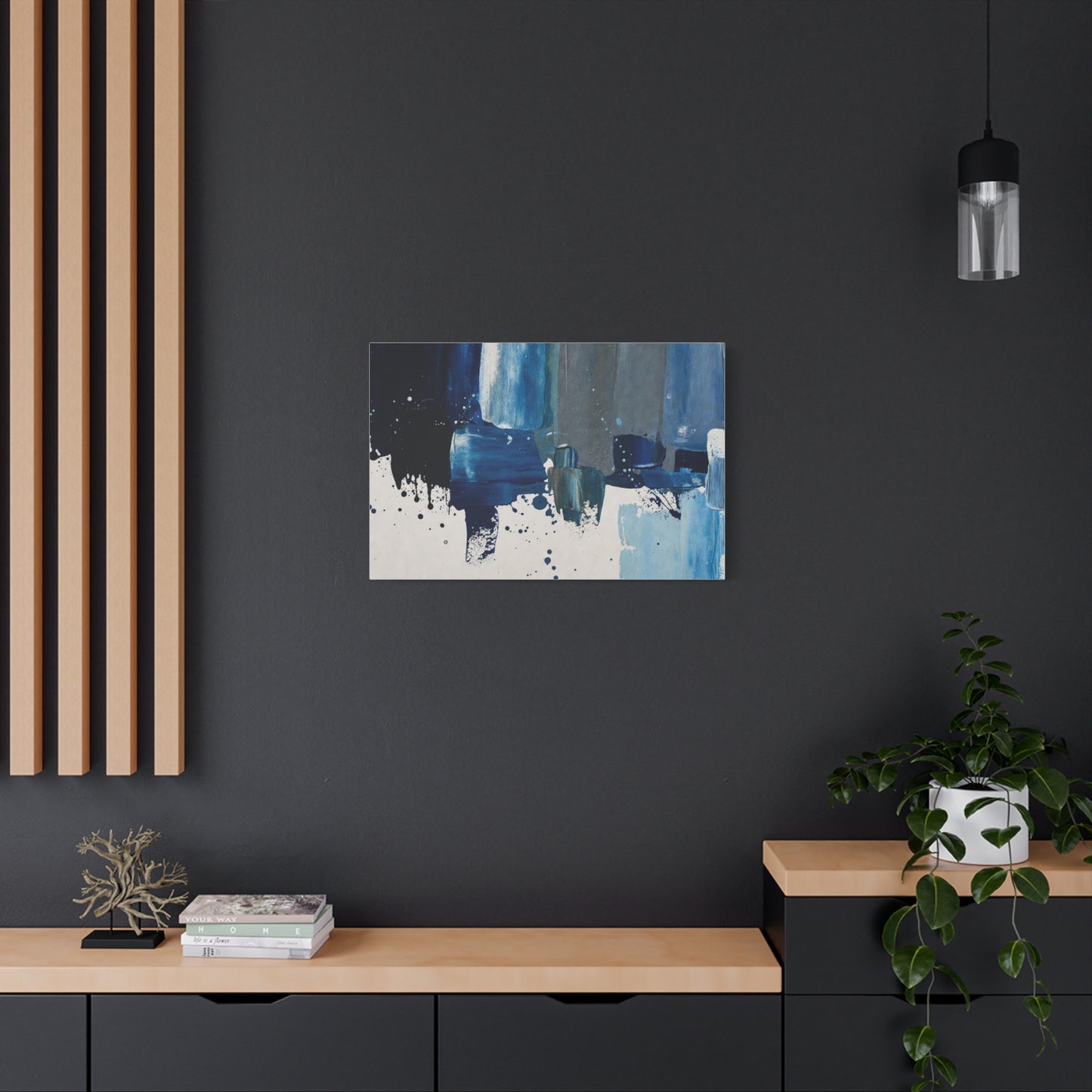 Blue Abstract Canvas Wall Art – Modern Matte Stretched Canvas