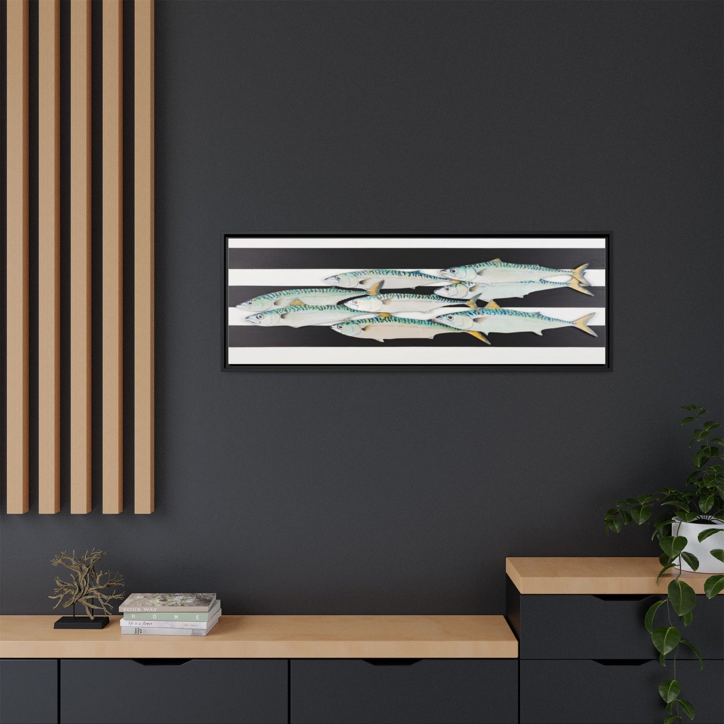 Striped Mackerel Canvas Print — Framed Matte Fish Wall Art