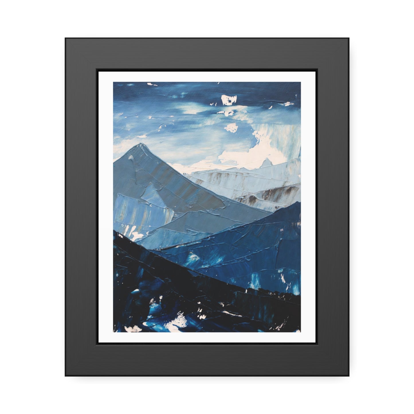 Blue Mountain Abstract Framed Poster — Scenic Wall Art Print