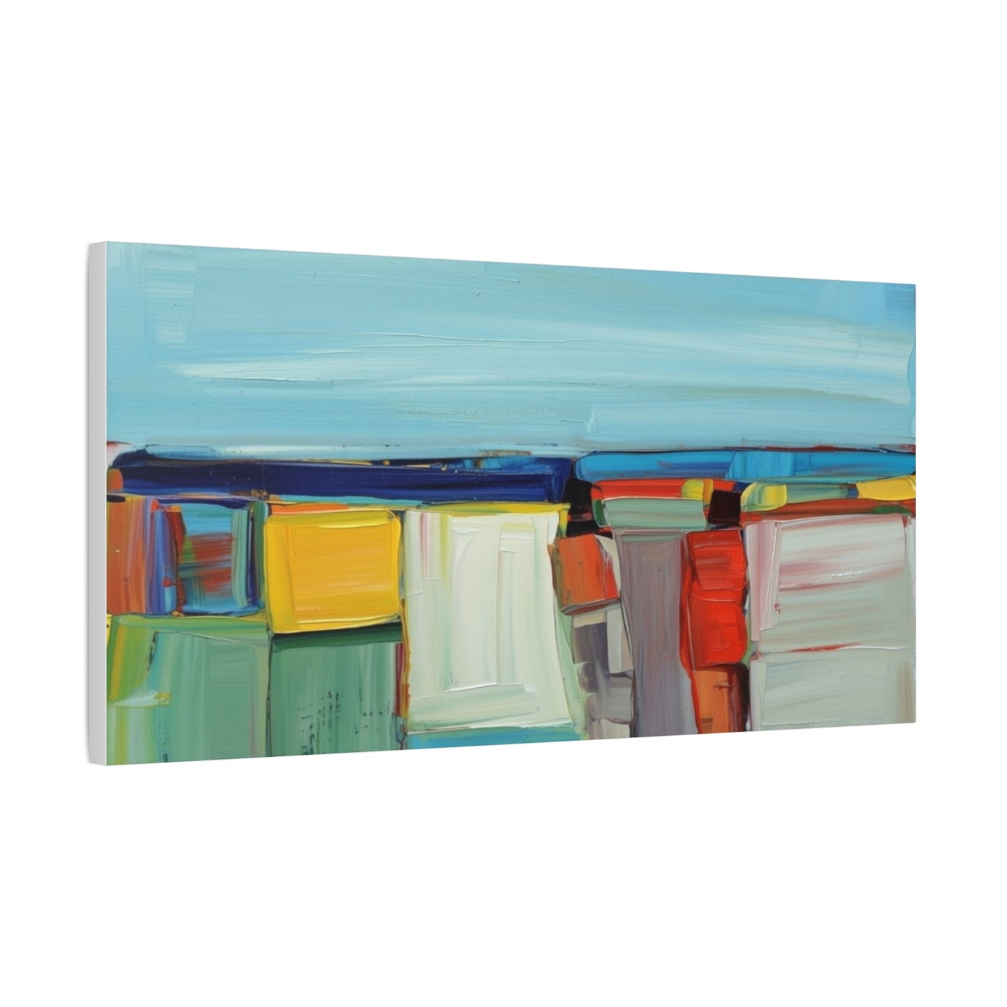 Abstract Coastal Landscape Canvas Print — Colorful Modern Seascape Wall Art