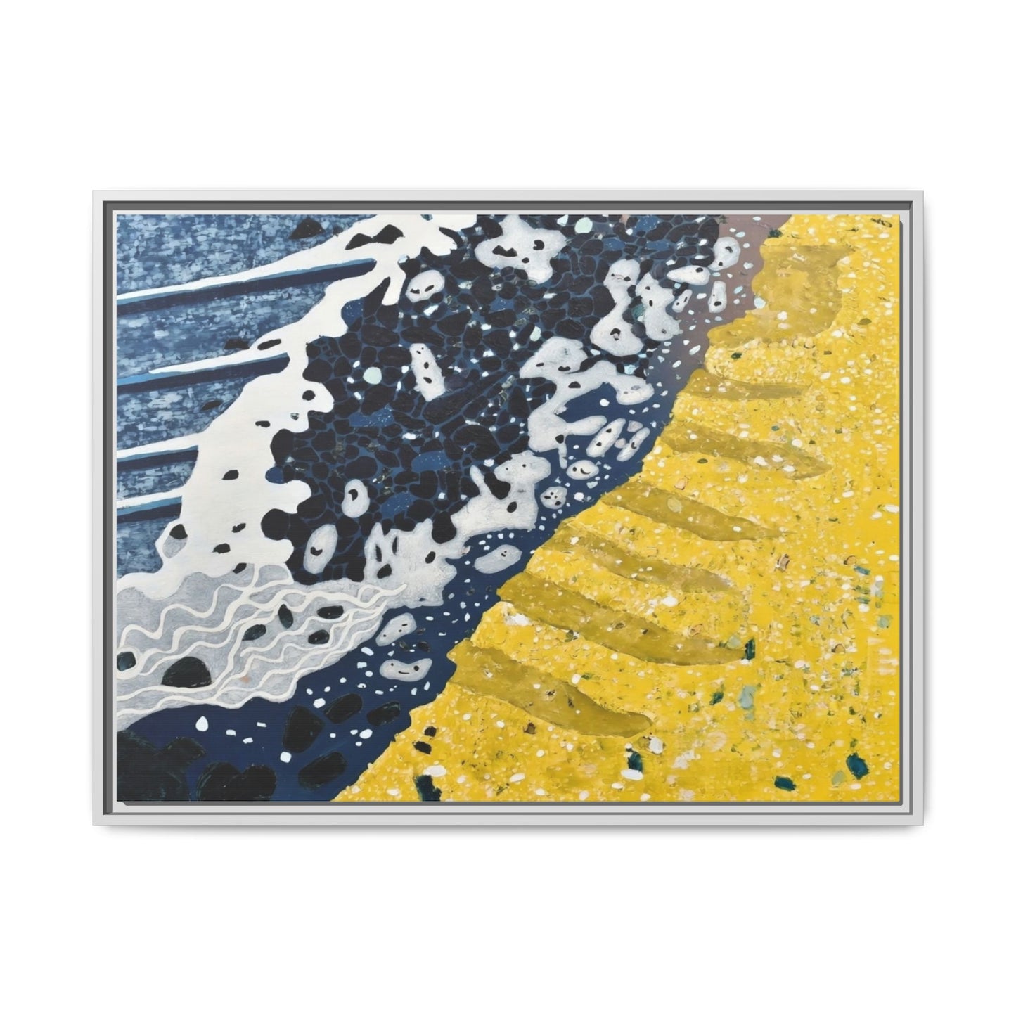 Framed Abstract Ocean & Sand Matte Canvas Print