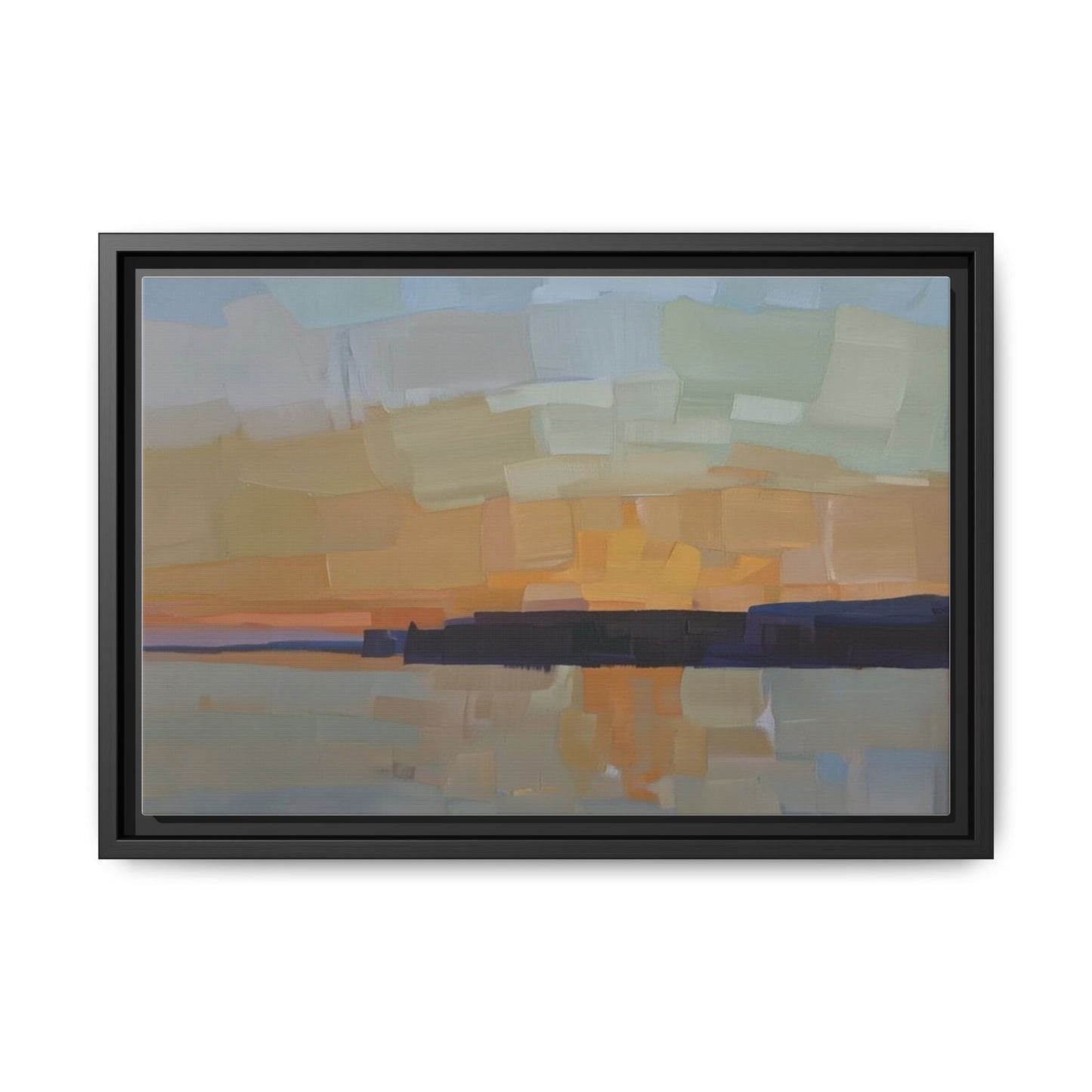 Framed Matte Canvas Sunset Abstract Landscape Art Print