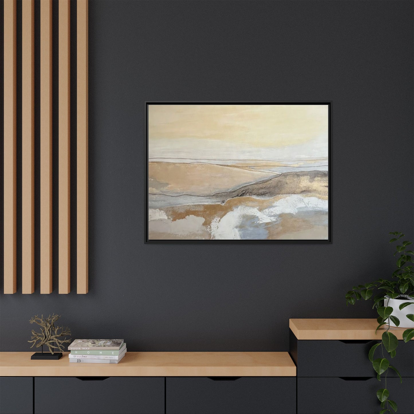 Framed Abstract Coastal Landscape Matte Canvas Wall Art