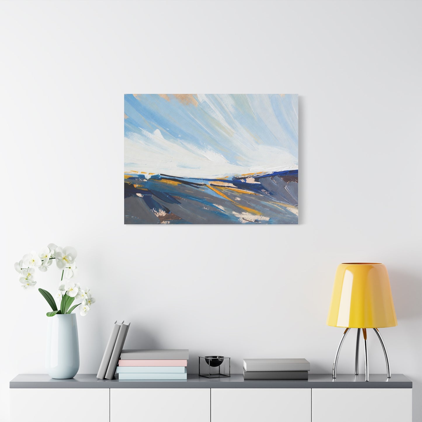 Abstract Coastal Landscape Canvas Print — Blue Sky Seascape Wall Art