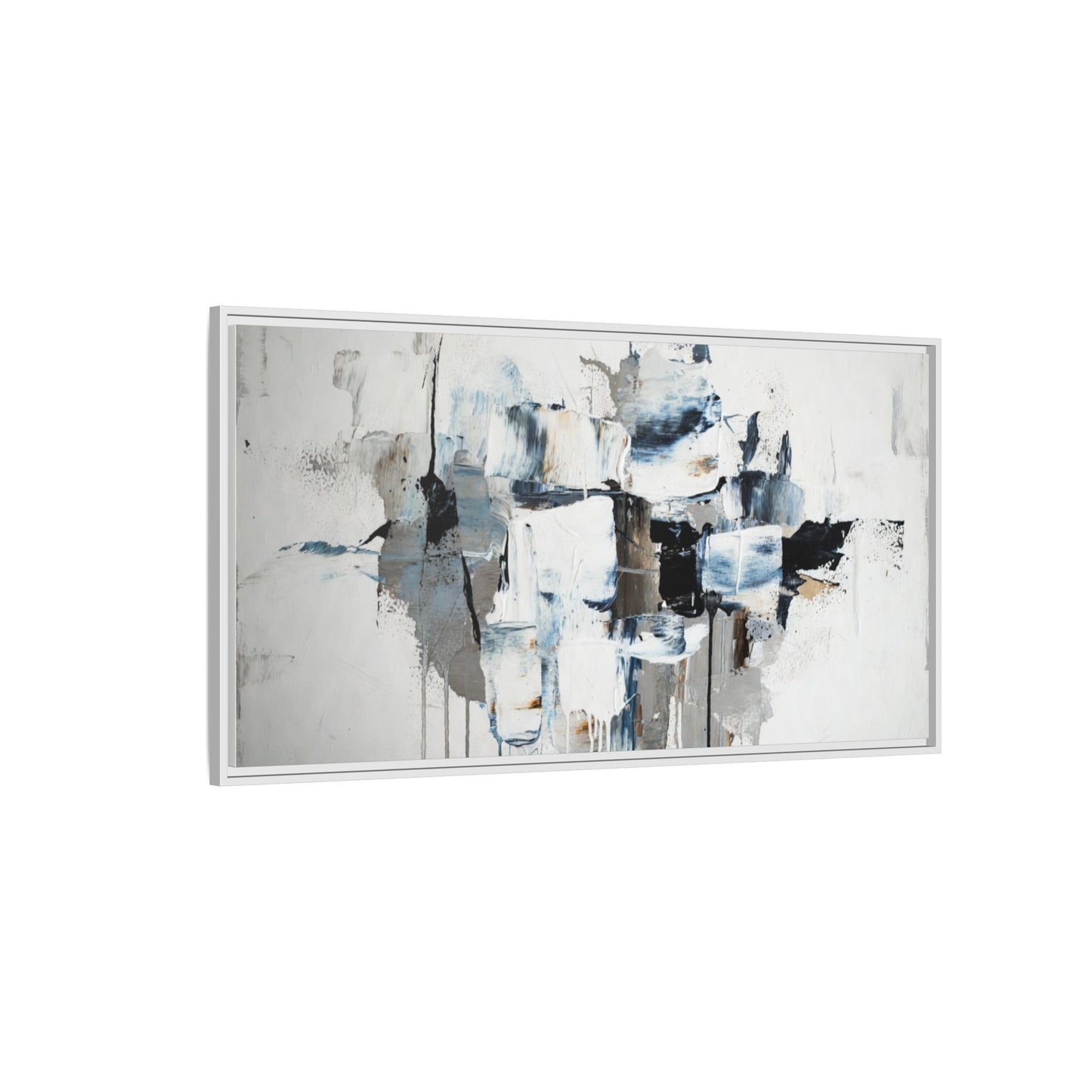Framed Abstract Canvas Art — Blue Neutral Modern Wall Print