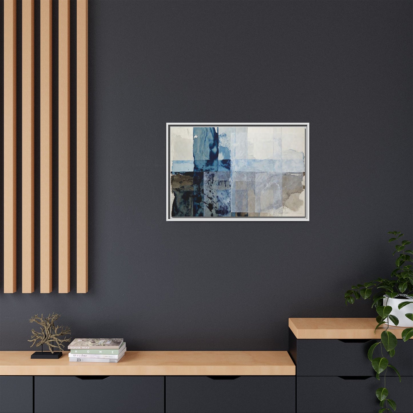 Abstract Coastal Blue Framed Canvas Art