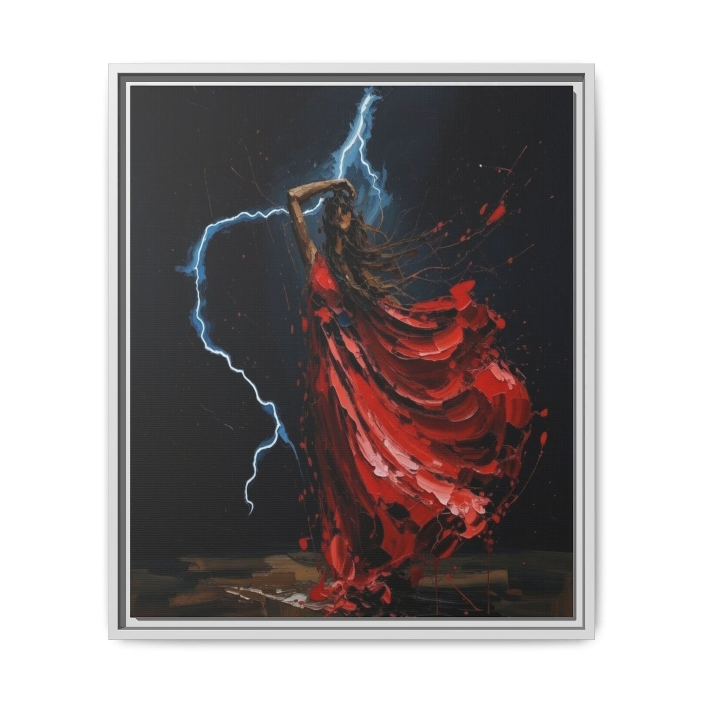 Framed Matte Canvas Print — Red Dancer Lightning Art