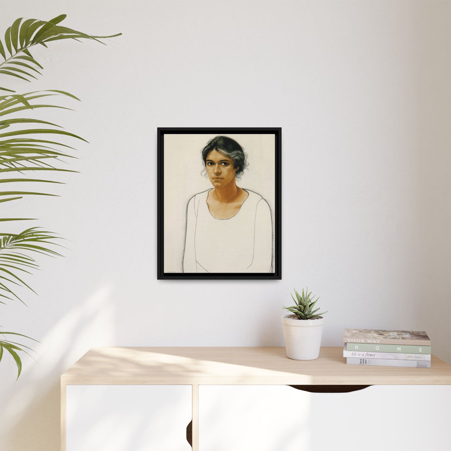 Portrait of a Woman by Winold Reiss Framed Matte Canvas Portrait Print