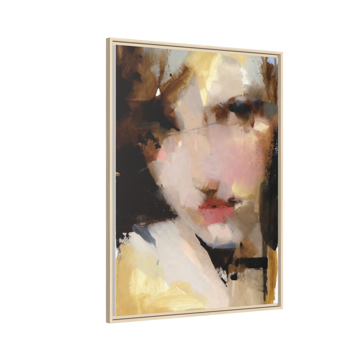 Abstract Portrait Matte Canvas Framed Print — Modern Feminine Wall Art