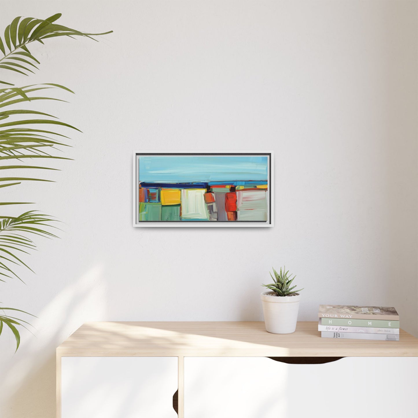 Abstract Coastal Blocks Matte Canvas Print (Framed)