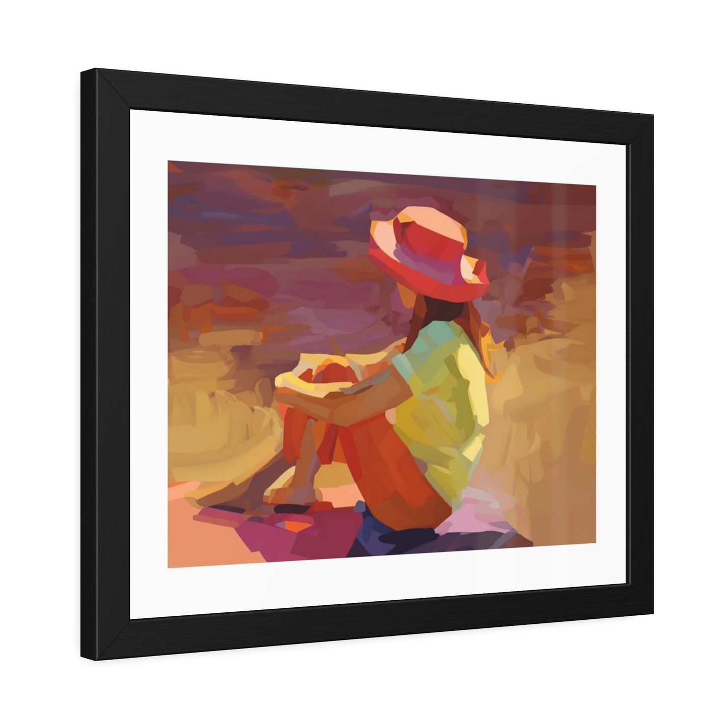 Framed Poster — Vibrant Coastal Girl Illustration, Summer Beach Wall Art