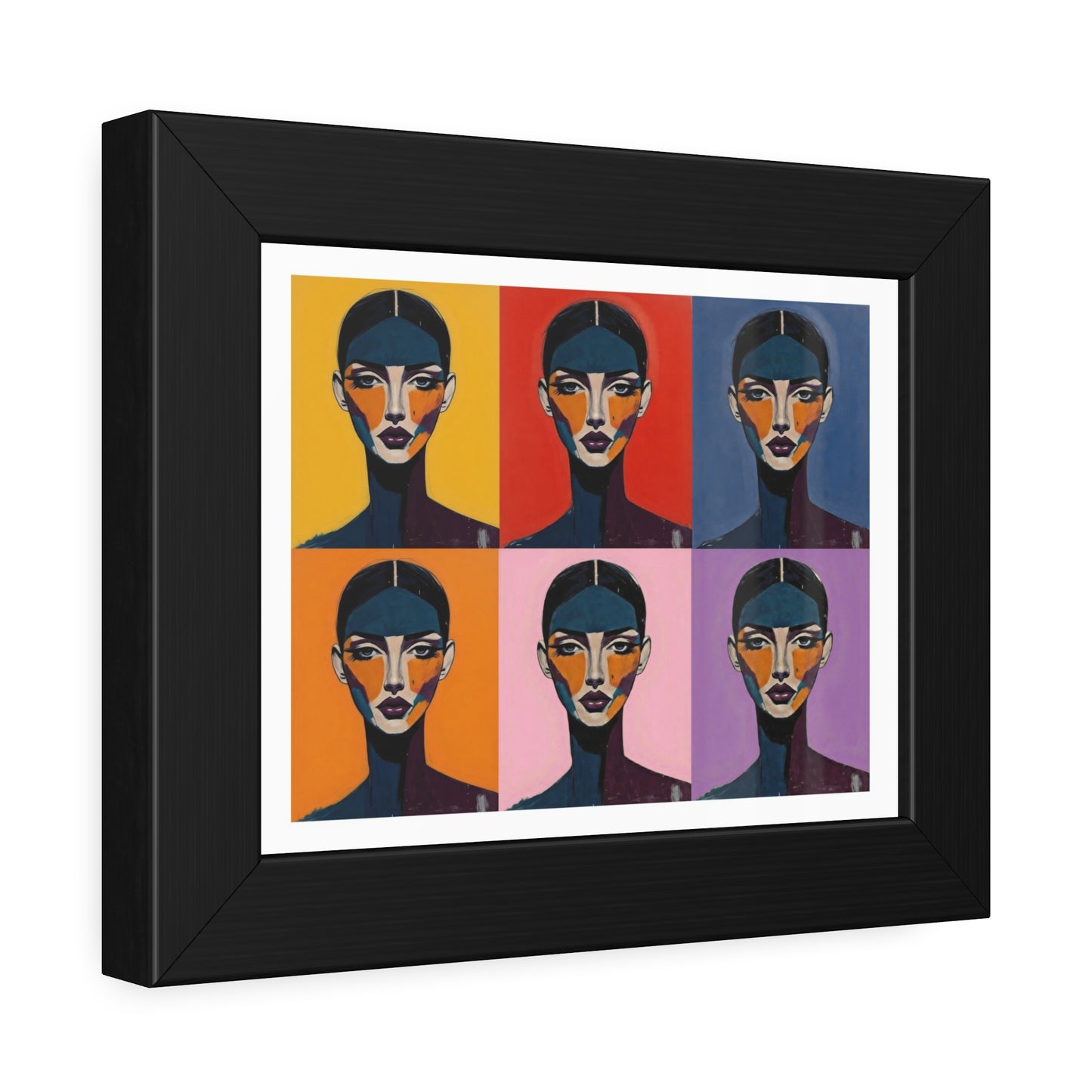 Pop Art Portrait Framed Poster — Colorful Six-Panel Modern Wall Art