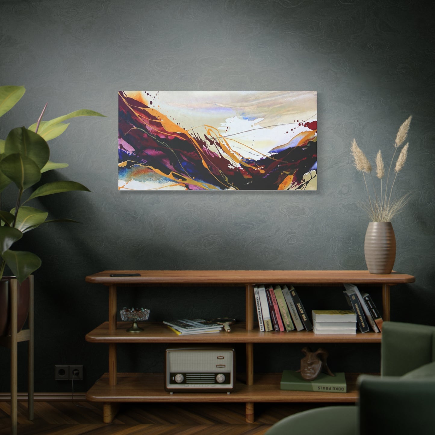 Abstract Color Flow Matte Stretched Canvas – Vibrant Modern Wall Art