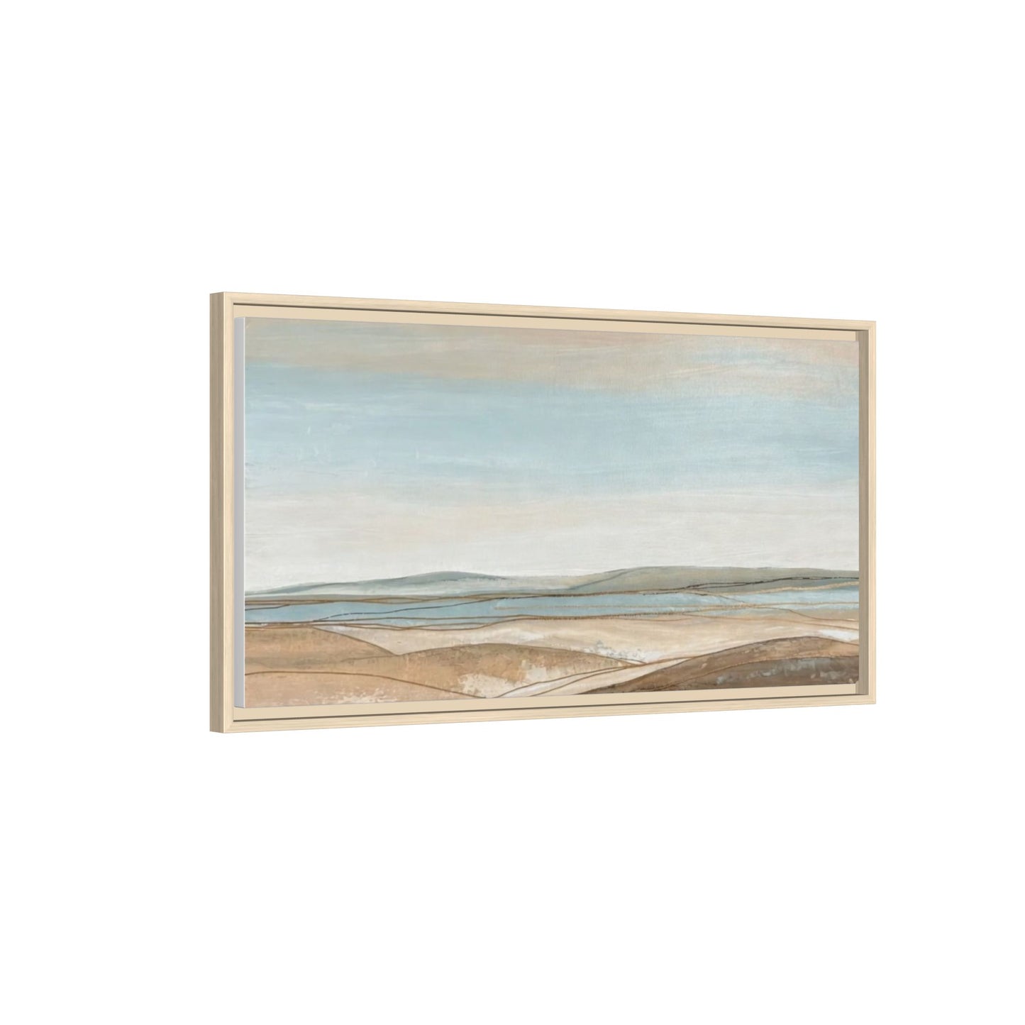 Framed Abstract Landscape Matte Canvas — Serene Coastal Horizon Wall Art