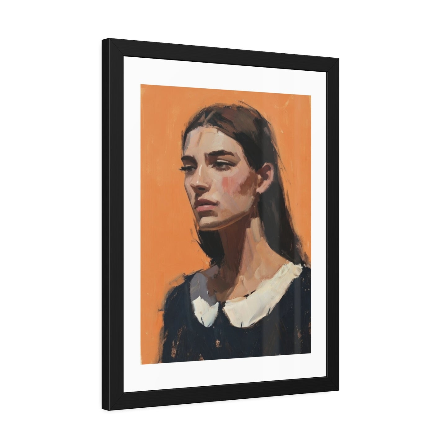 Framed Art Print — Portrait Painting on Orange Background