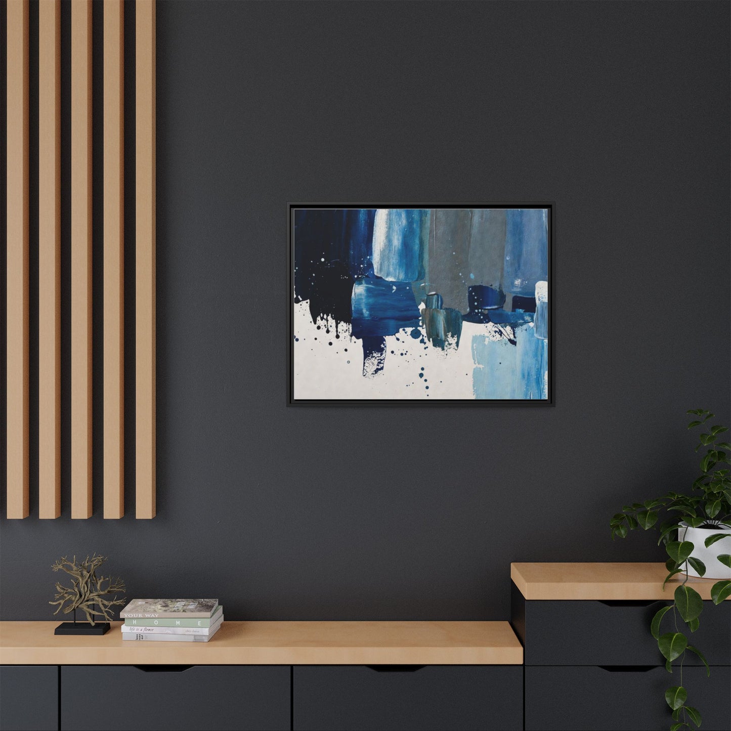 Abstract Blue Ocean Matte Canvas Framed Wall Art