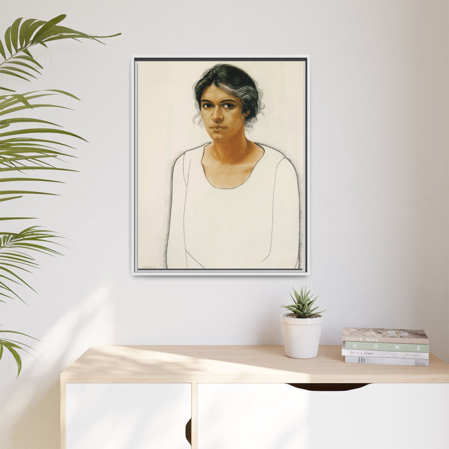 Portrait of a Woman by Winold Reiss Framed Matte Canvas Portrait Print