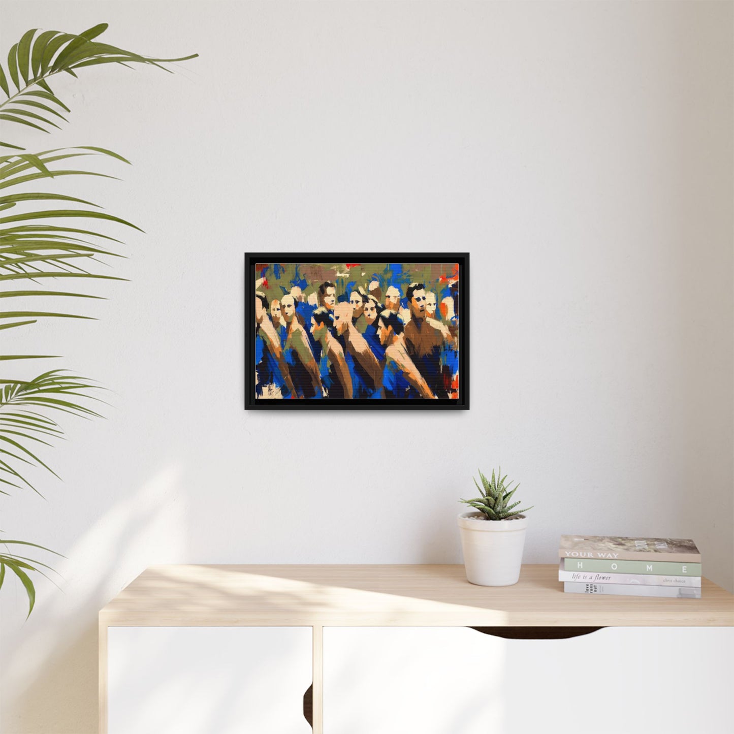 Abstract Crowd Matte Canvas Print — Framed Multi-Color Wall Art