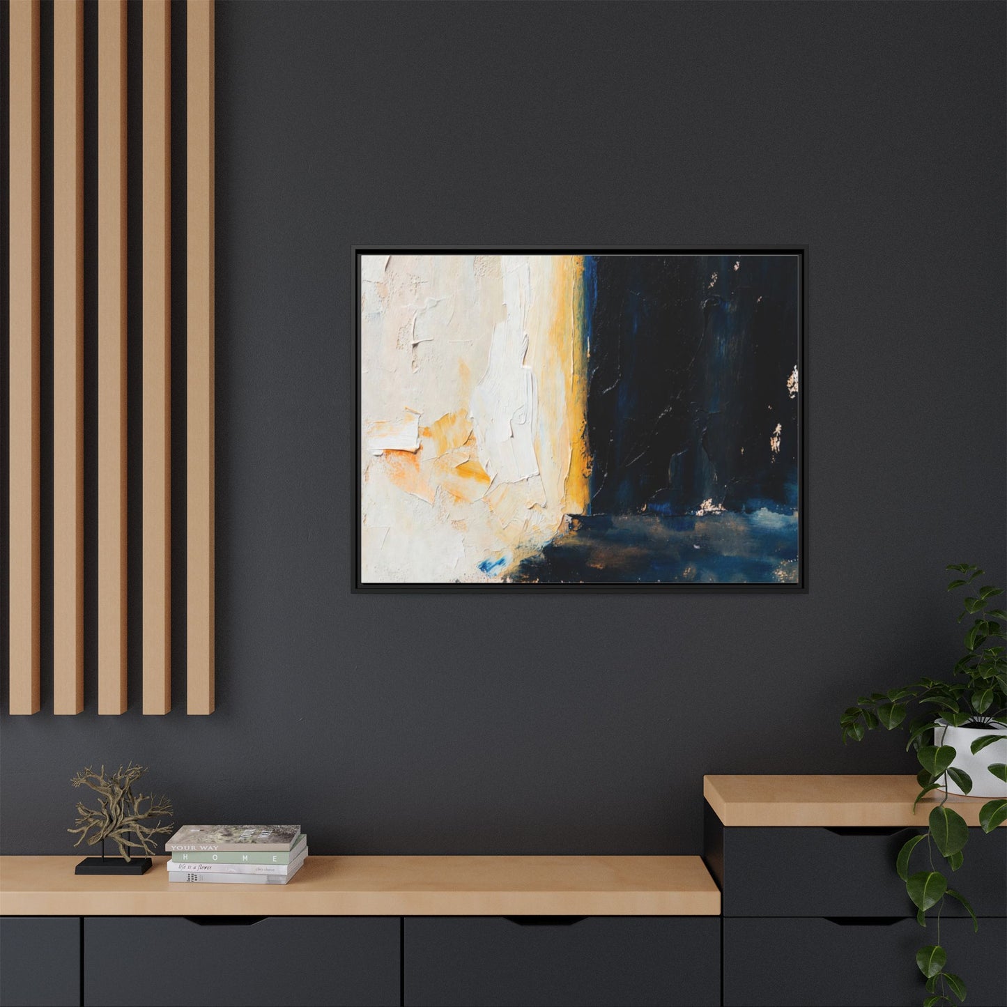 Abstract Coastal Texture Framed Canvas Art — Matte Multi-Color Wall Print
