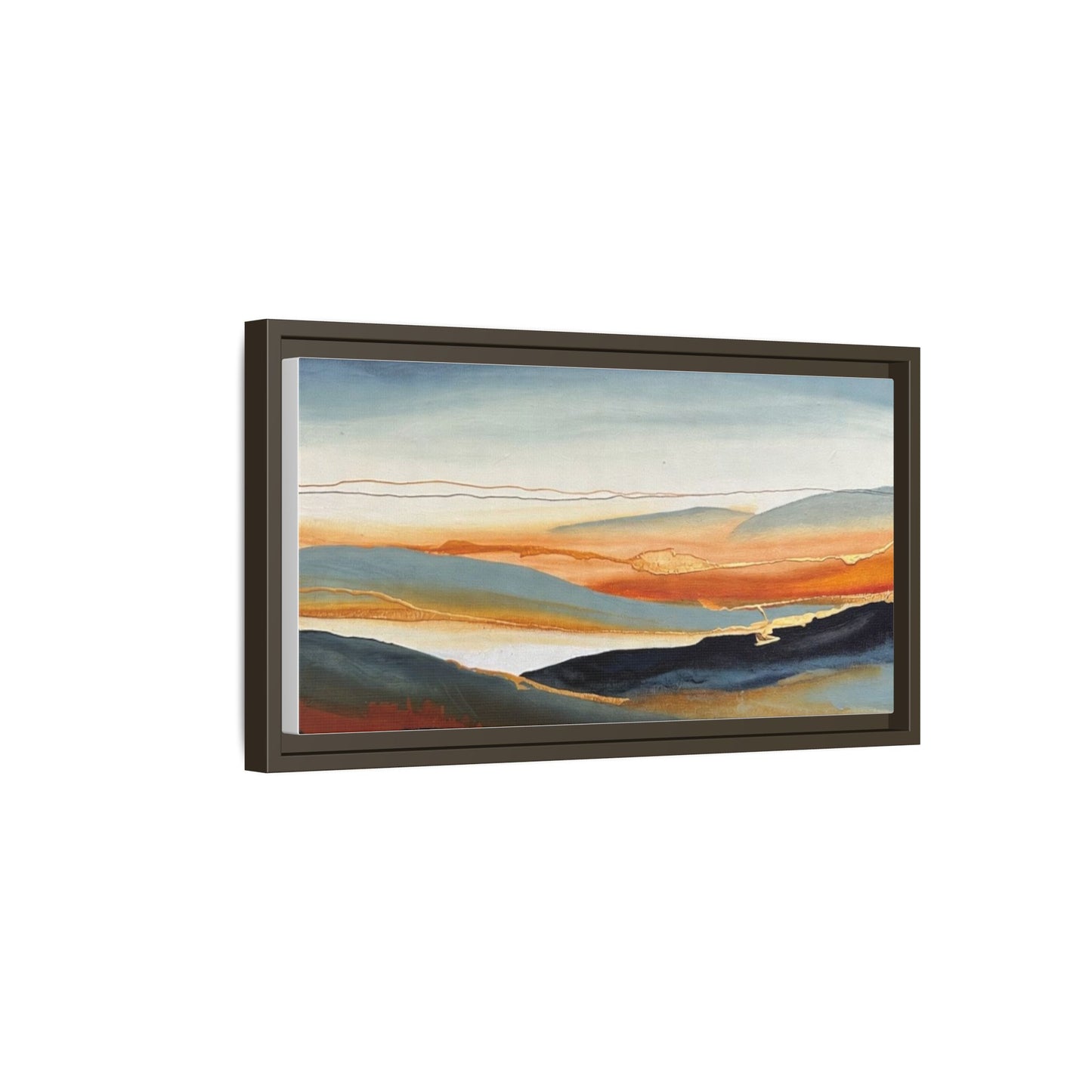 Framed Matte Canvas: Abstract Coastal Sunset Landscape Wall Art