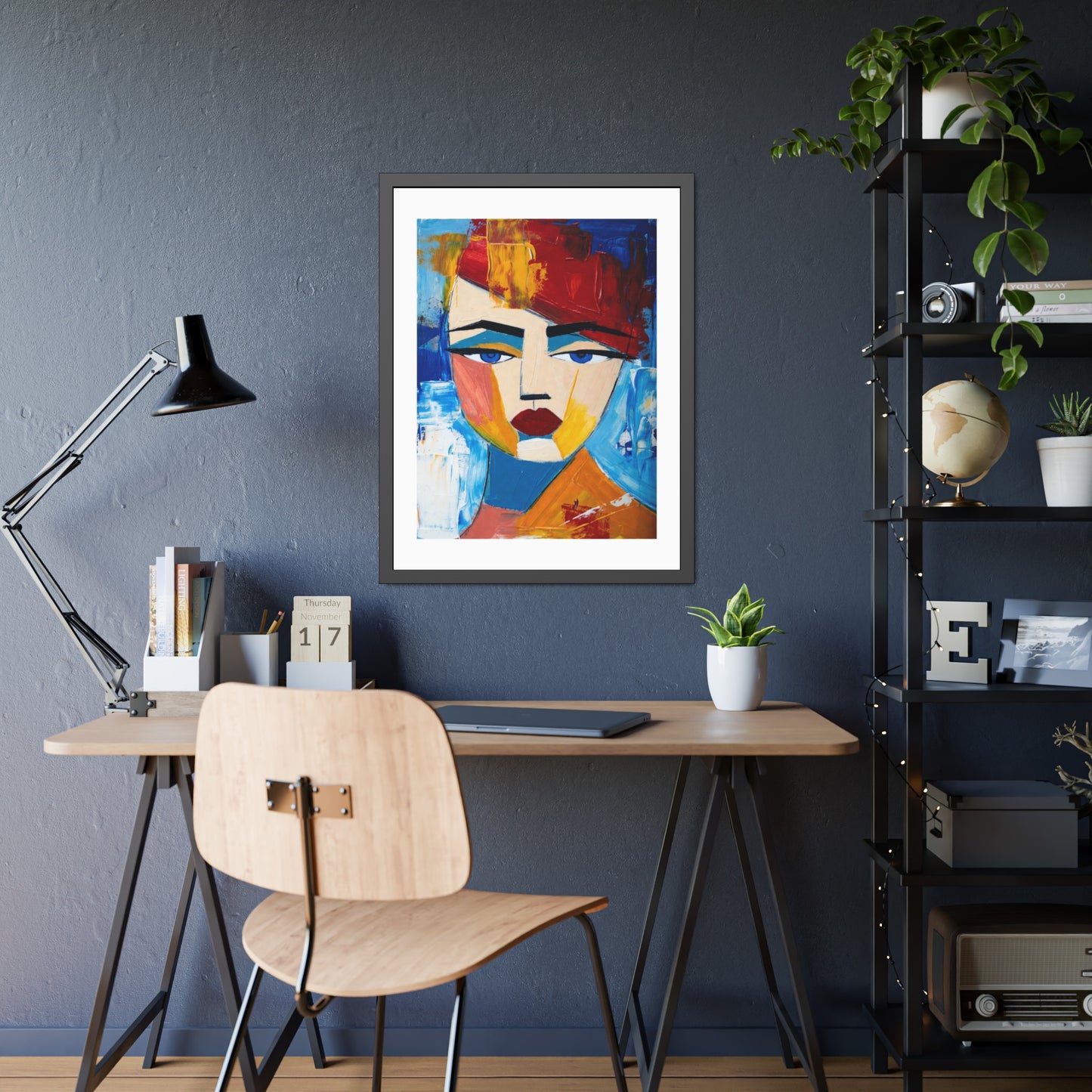 Abstract Colorful Face Framed Poster — Modern Pop Art Wall Print