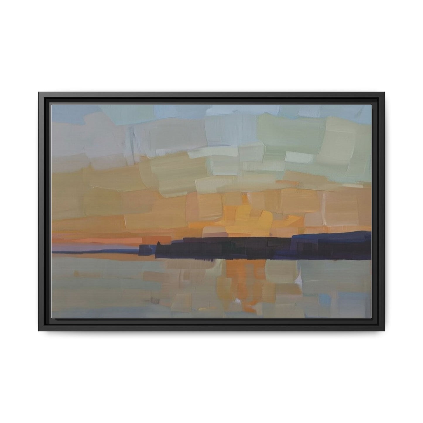 Framed Matte Canvas Sunset Abstract Landscape Art Print